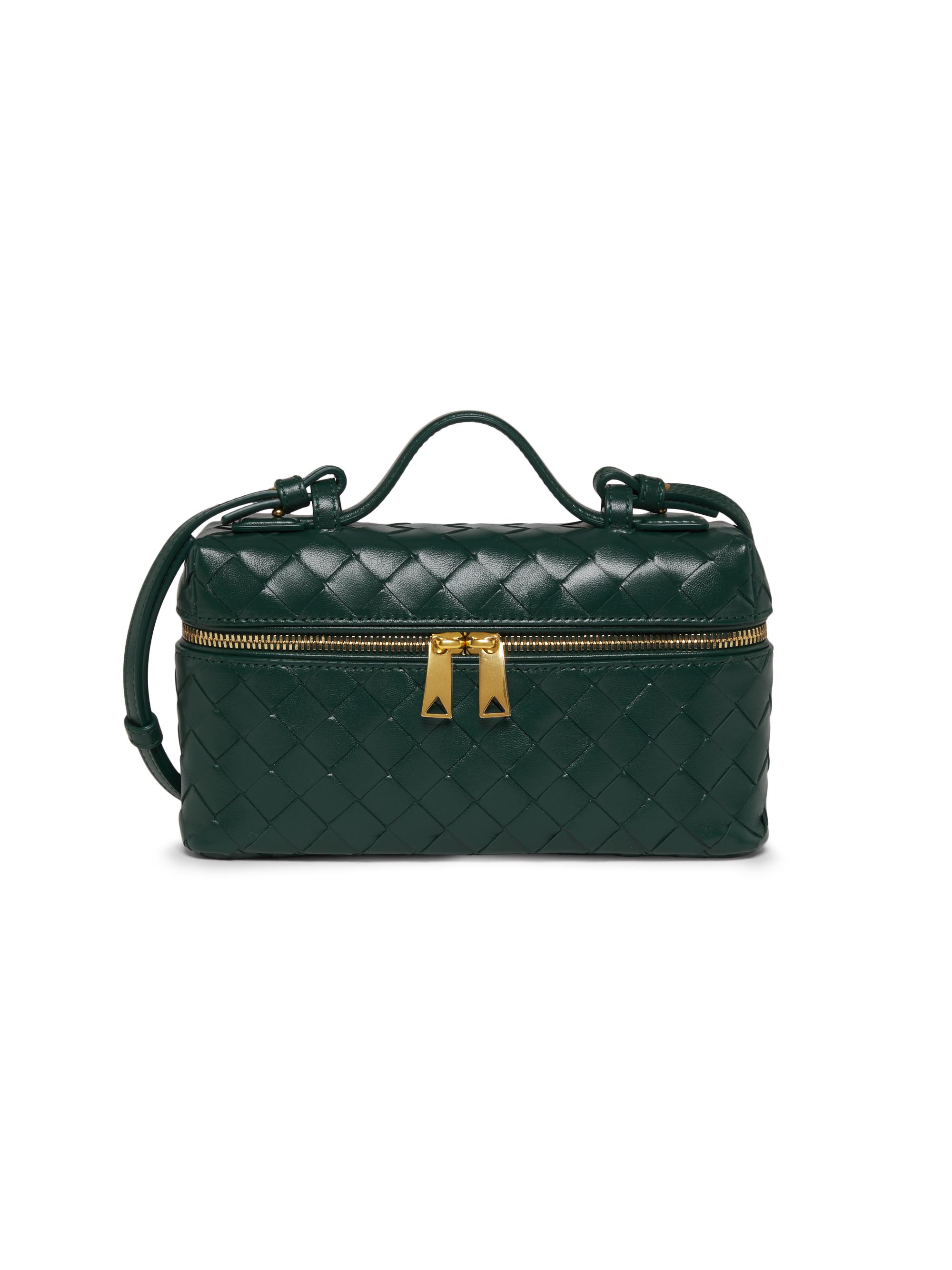 Bottega Veneta Women's Bang Bang Intrecciato Leather Crossbody Vanity Case Bag - Emerald Green Gold