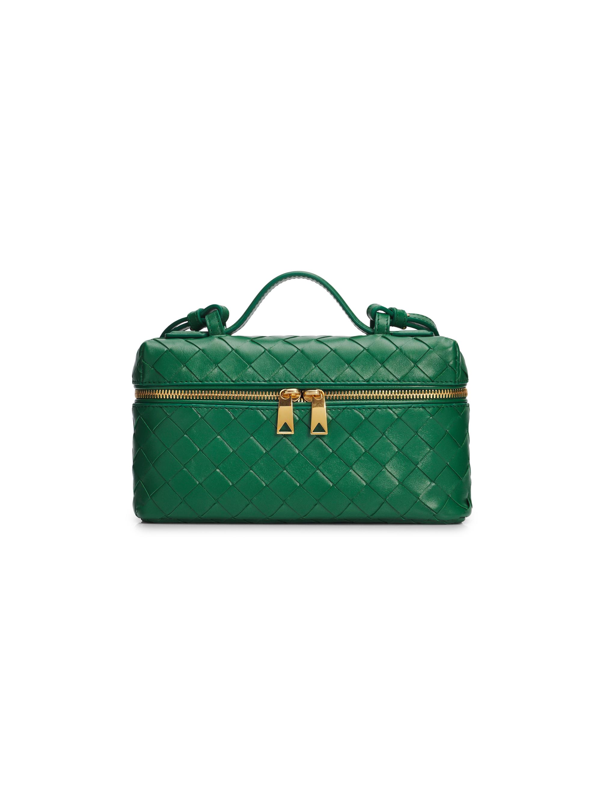 Bottega Veneta Women's Bang Bang Intrecciato Leather Crossbody Vanity Case Bag - Jungle Gold