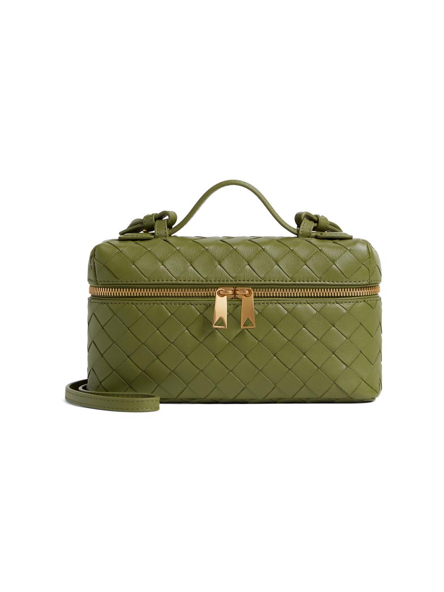 Bottega Veneta Women's Bang Bang Intrecciato Leather Crossbody Vanity Case Bag In Green