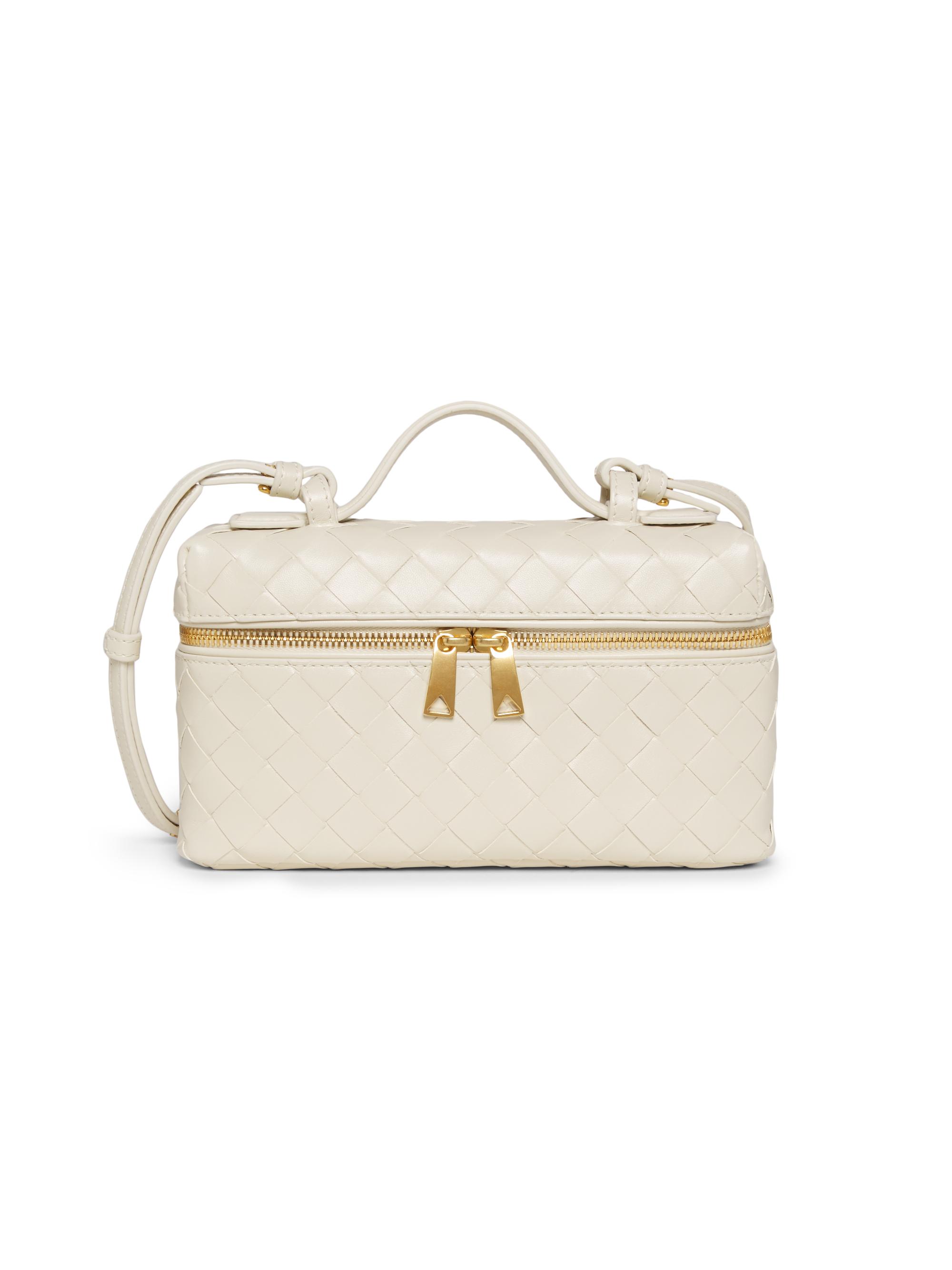 Bottega Veneta Women's Bang Bang Intrecciato Leather Crossbody Vanity Case Bag - Sea Salt Gold