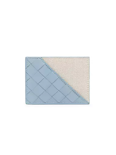 Intrecciato Diagonal Leather Card Case