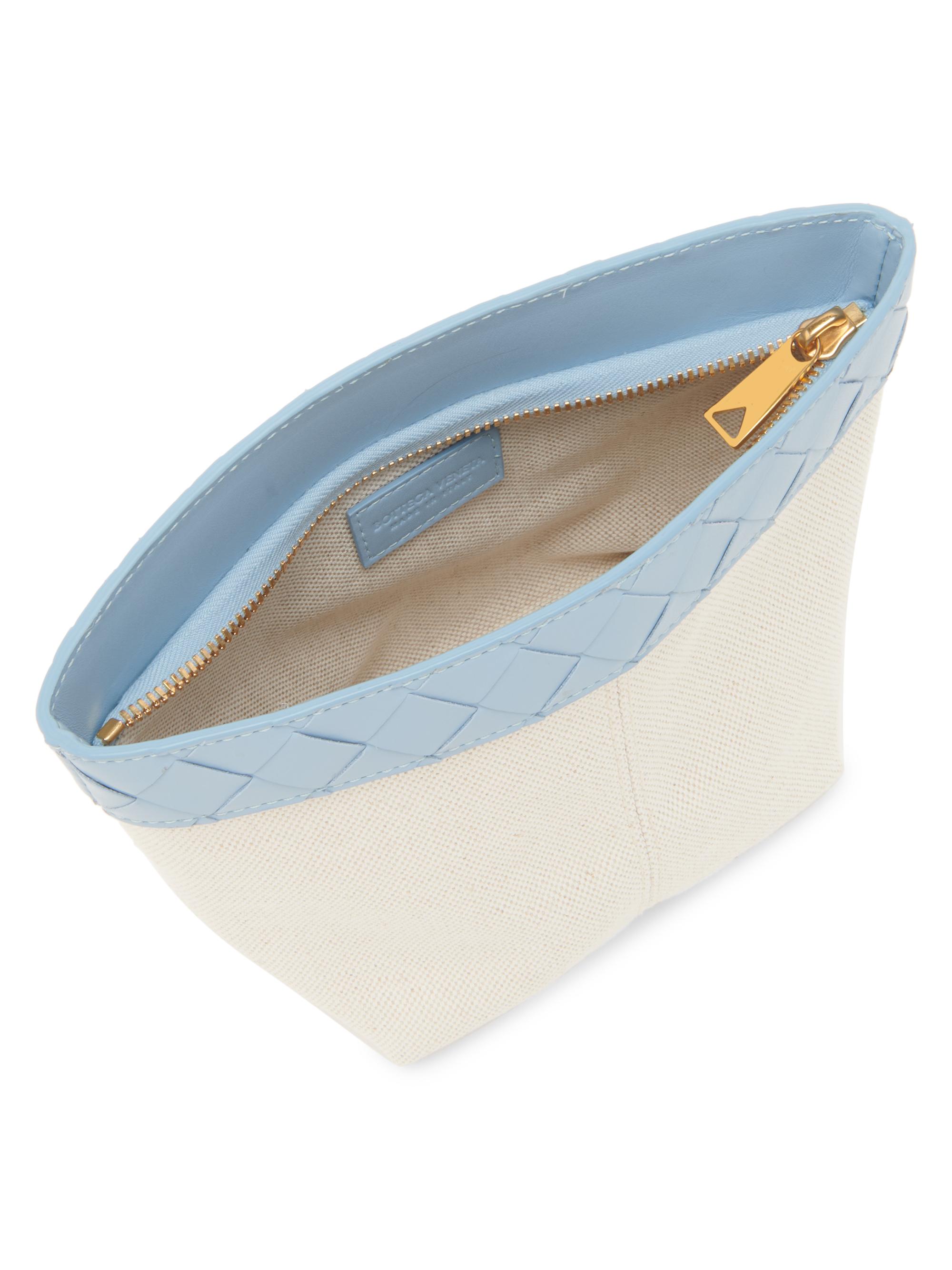 Bottega Veneta Flip Flap Small Prism Canvas & Leather Pouch