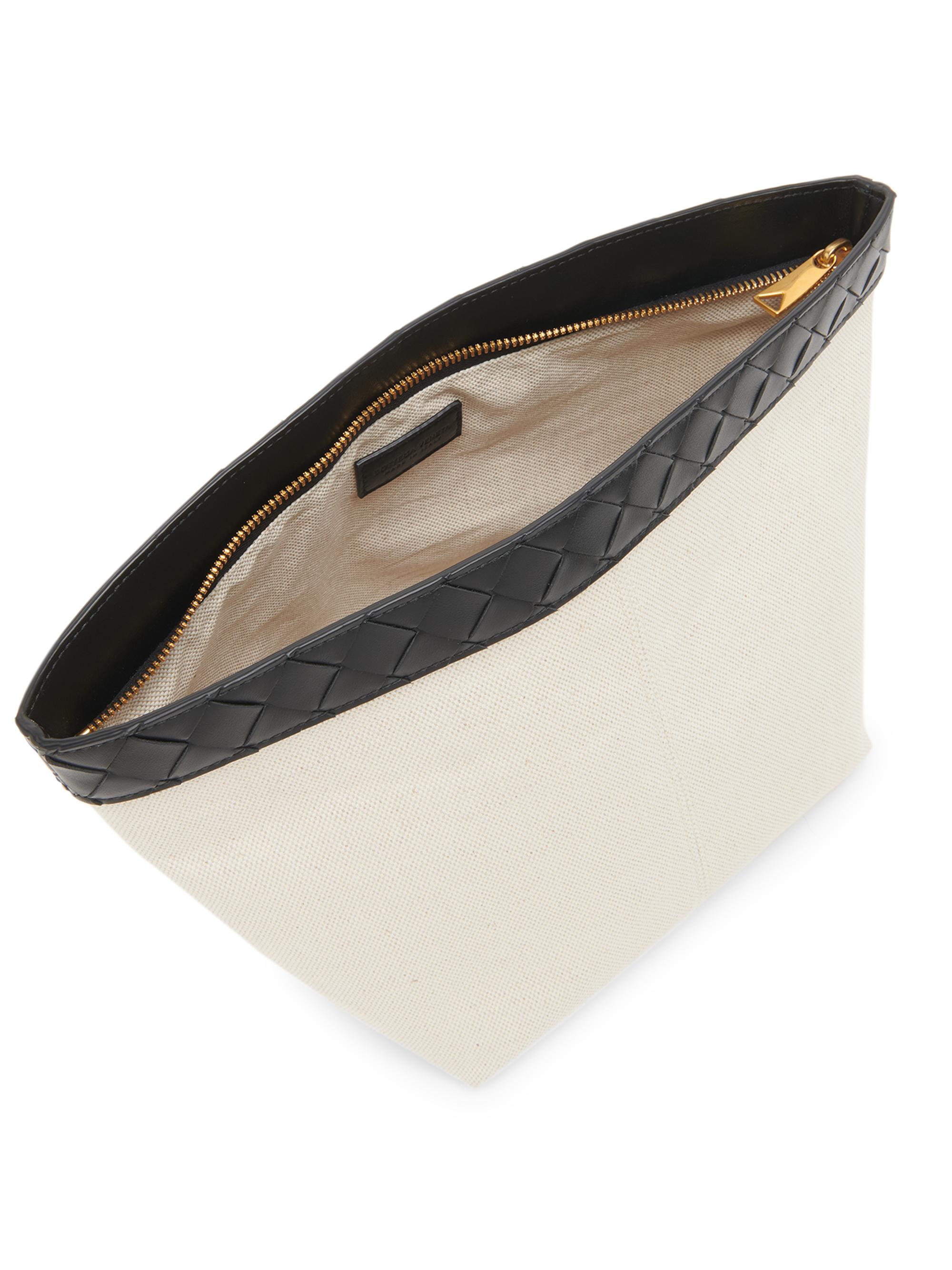 Bottega Veneta Medium Prism Canvas & Leather Pouch | Saks Fifth Avenue