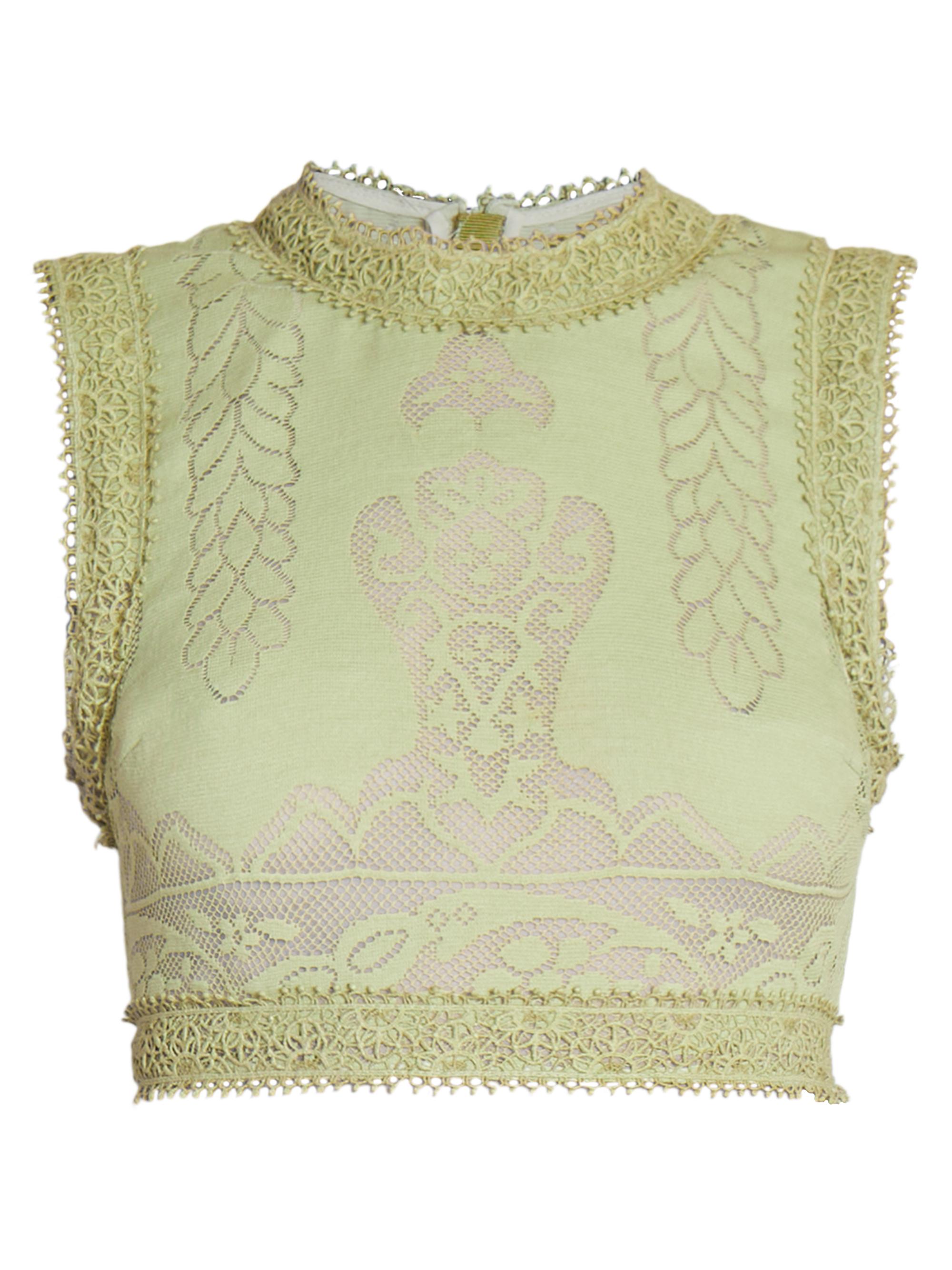 Giambattista Valli Women's Cotton-Blend Pointelle Crop Tank - Sage