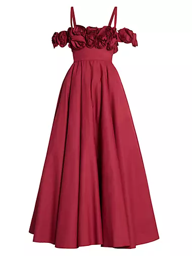 Cotton Rosette Fit & Flare Gown