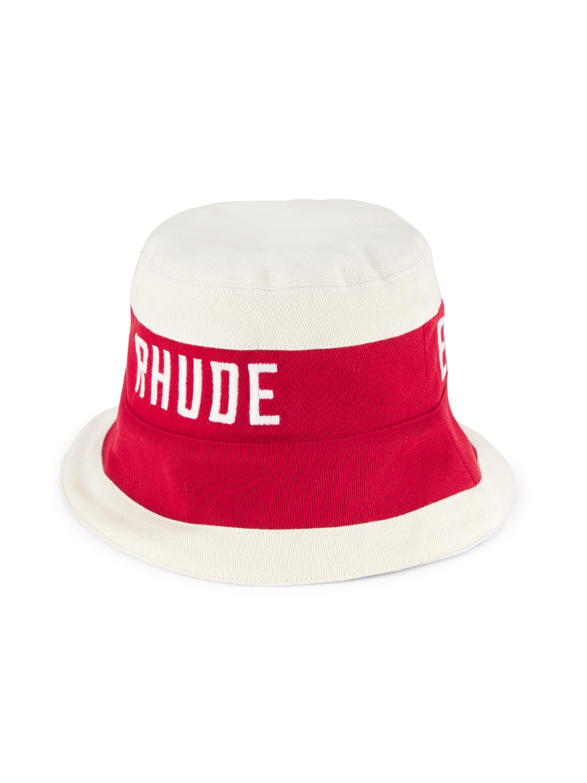 Rhude Men's East Hampton Cotton Bucket Hat - Red Cream