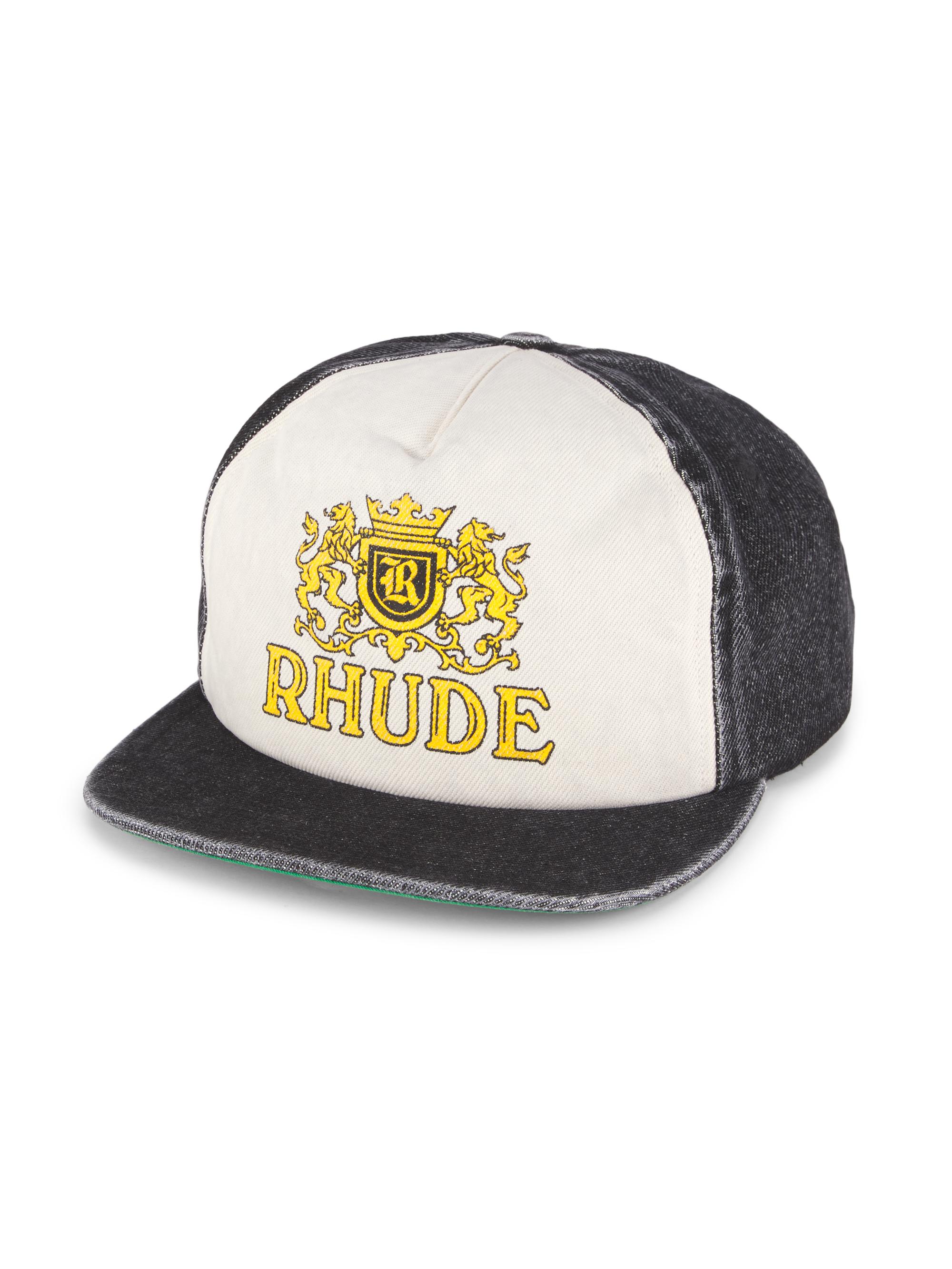 Rhude Men's Logo Crest Cotton Baseball Cap - Black Cream