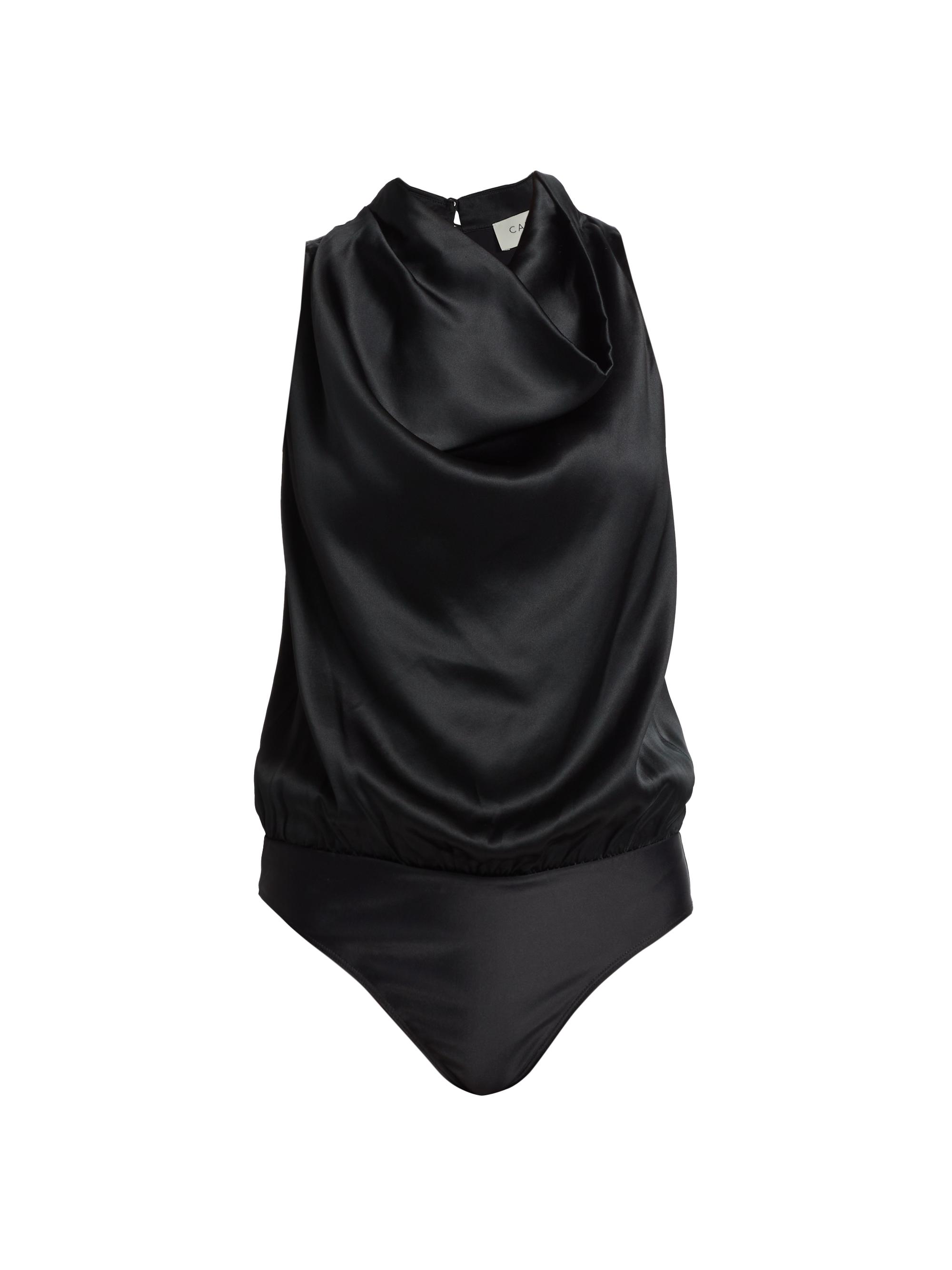Cami NYC Women's Noreen Silk-Blend Drape Bodysuit - Black