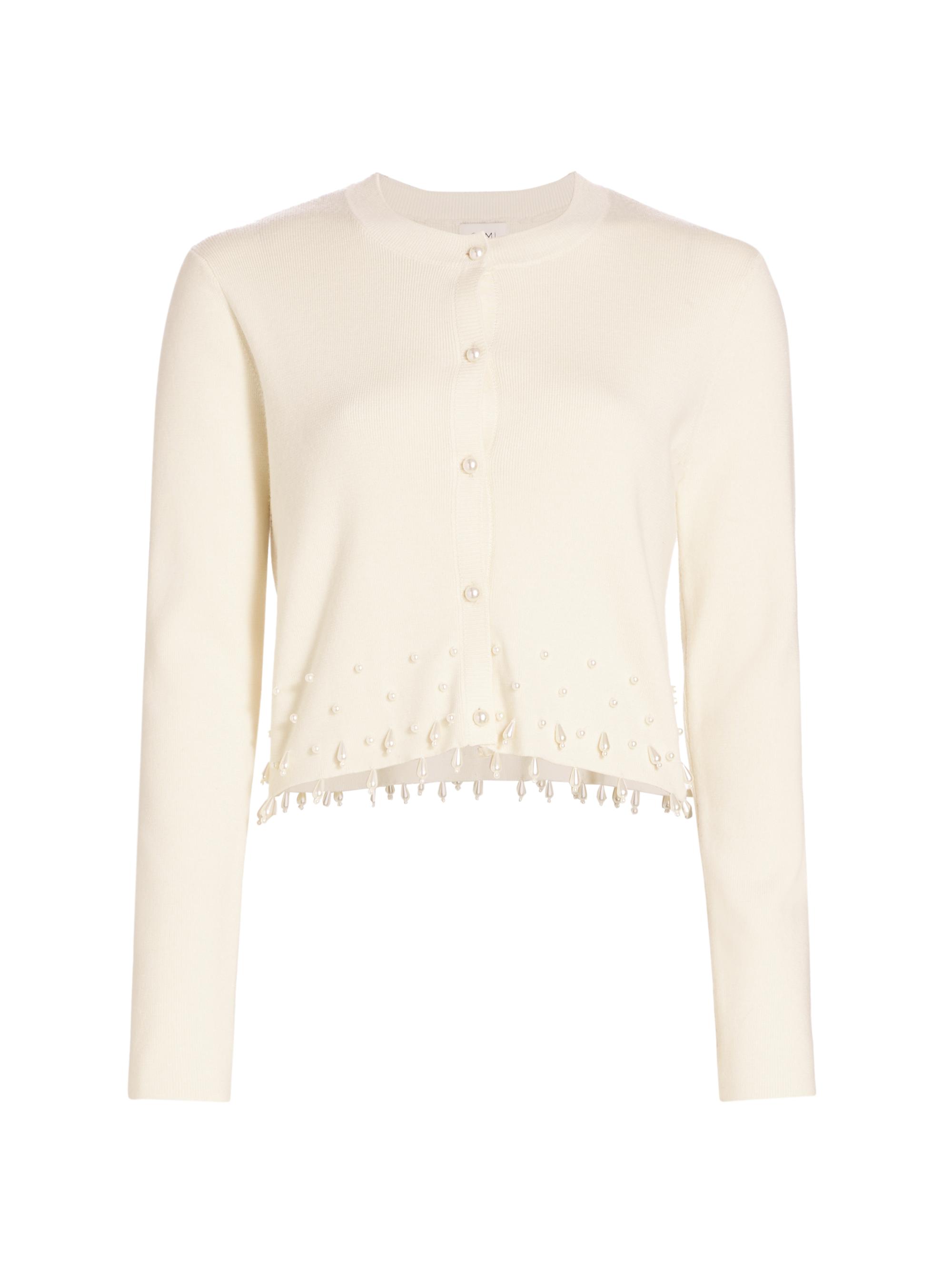 Cami NYC Women's Perdita Pearl-Embellished Wool Cardigan - Macadamia