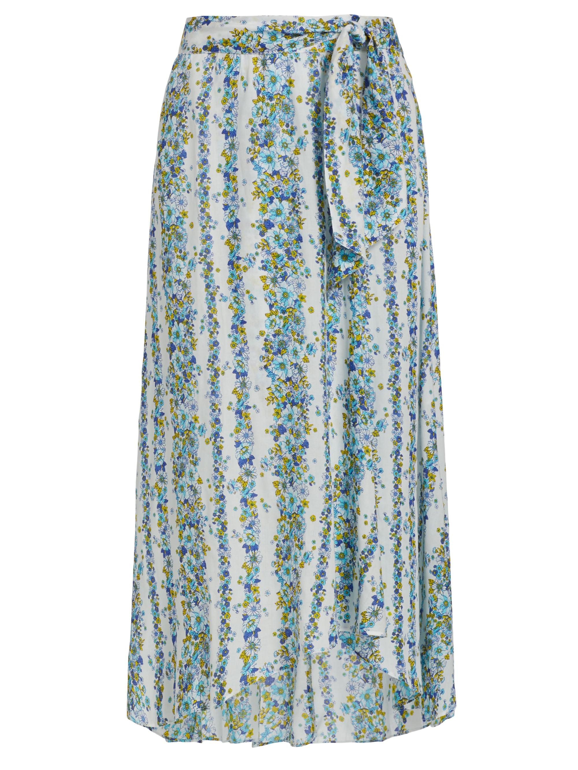 Poupette St Barth Women's Asymmetric Floral Midi-Skirt - Blue Waves Flowers