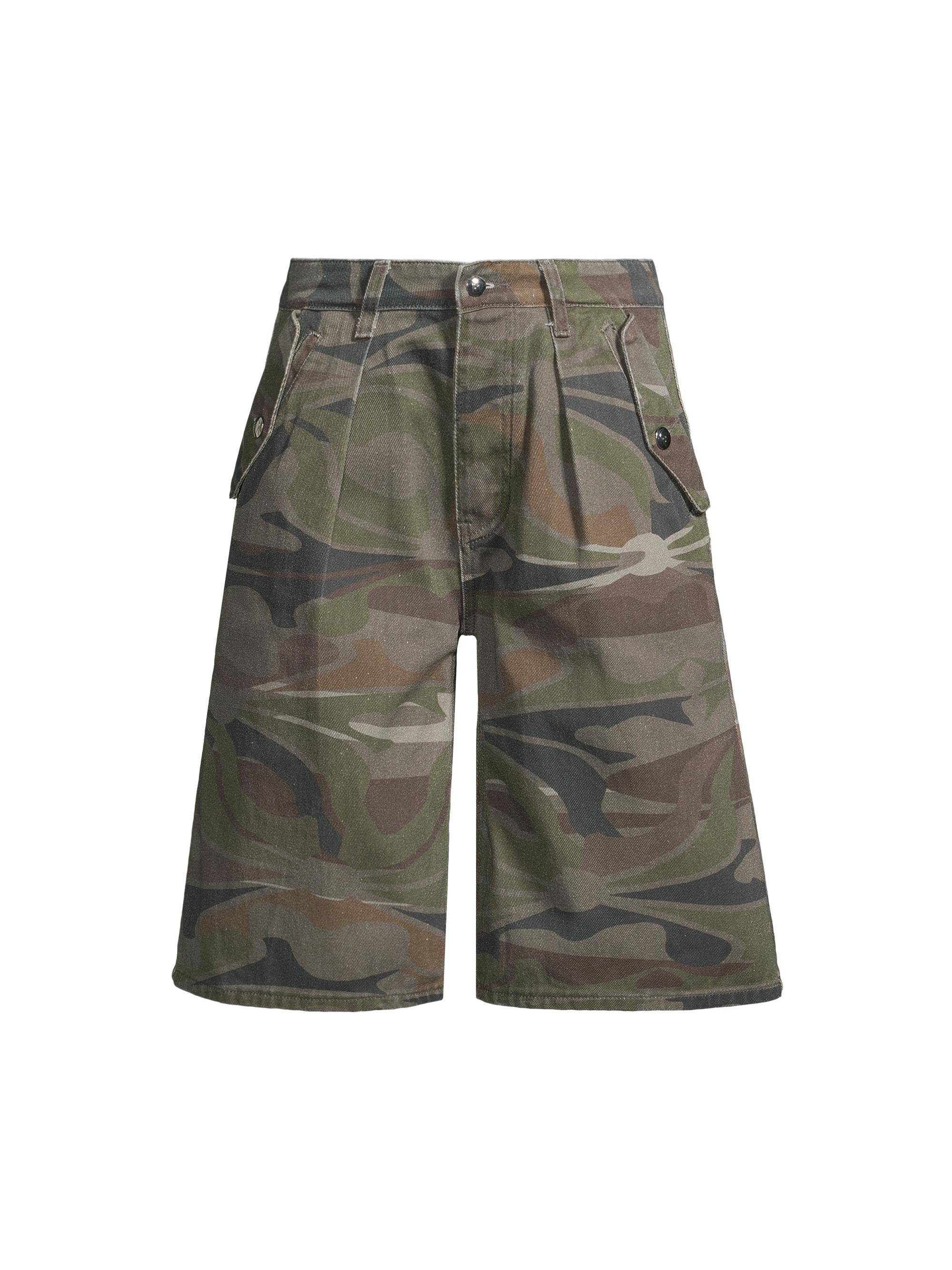 Youths in Balaclava Men's Hybrid Moments Camouflage Work Shorts - Camo Green