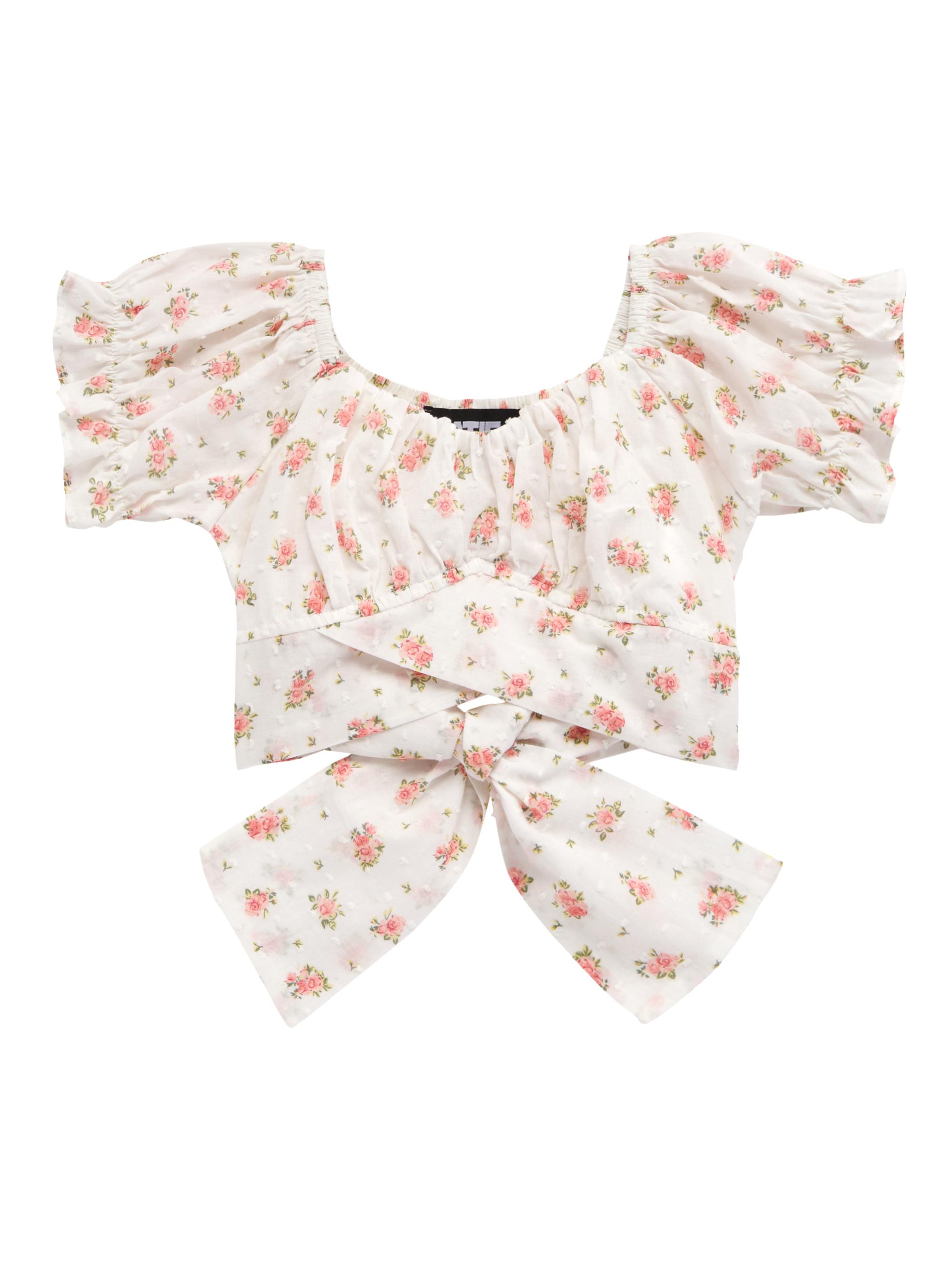 KatieJ NYC Girl's Chase Tie-Back Crop Top - Vintage Floral