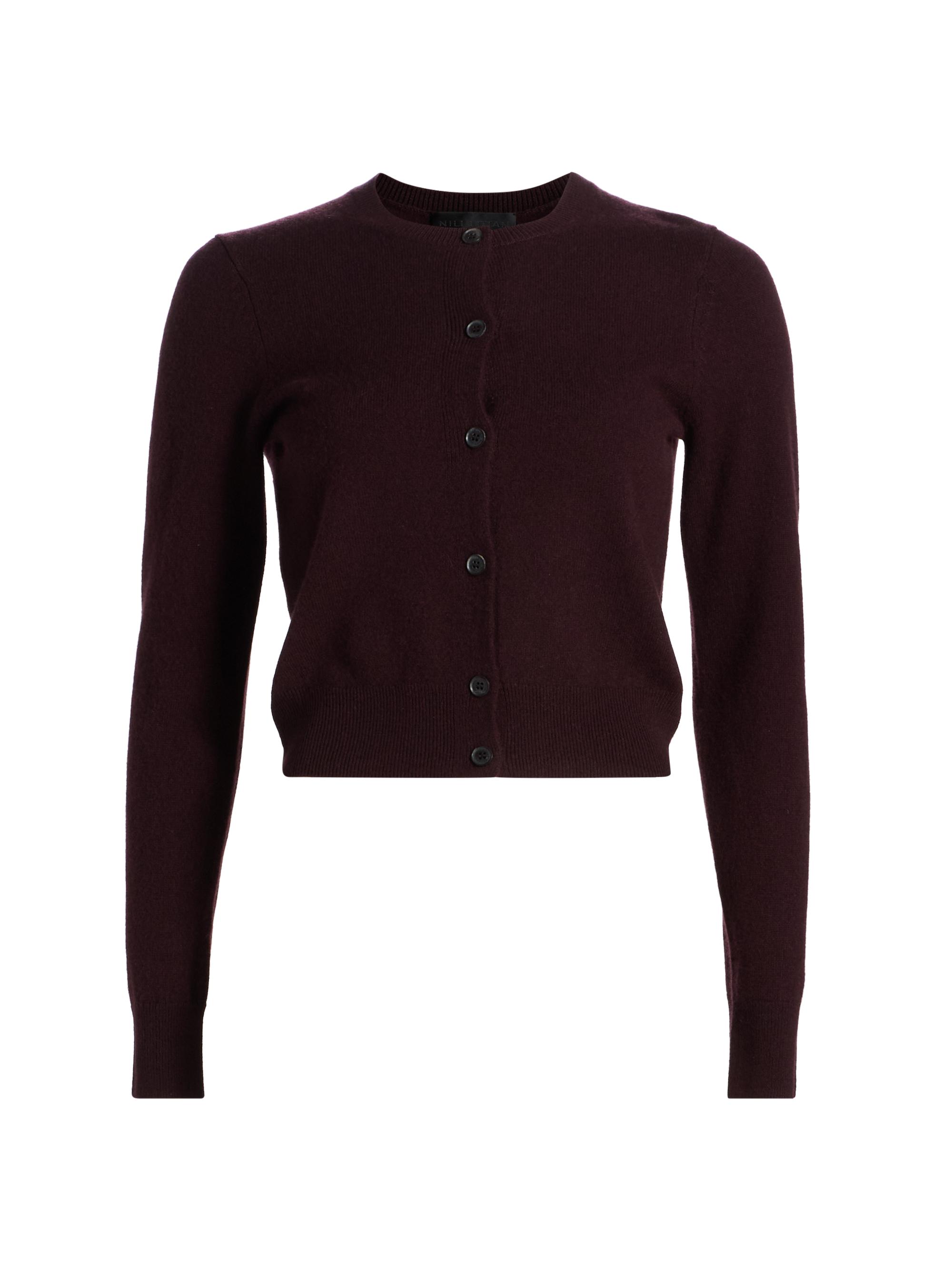 Nili Lotan Women's March Crewneck Cashmere Cardigan - Dark Maroon