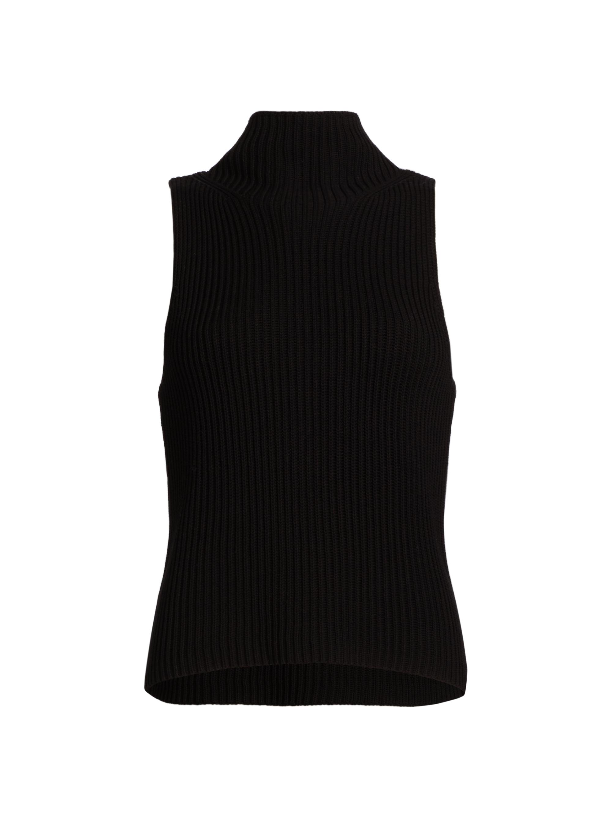 Nili Lotan Women's Sonia Rib-Knit Mock Turtlneck Sweater Vest - Black