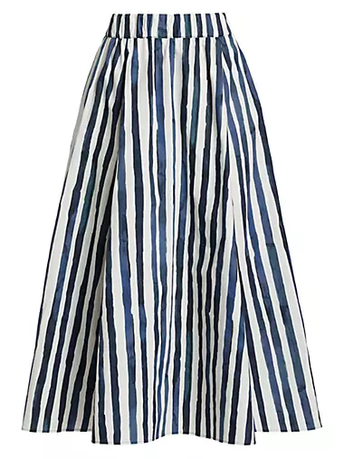 Sasha Striped A-Line Midi-Skirt