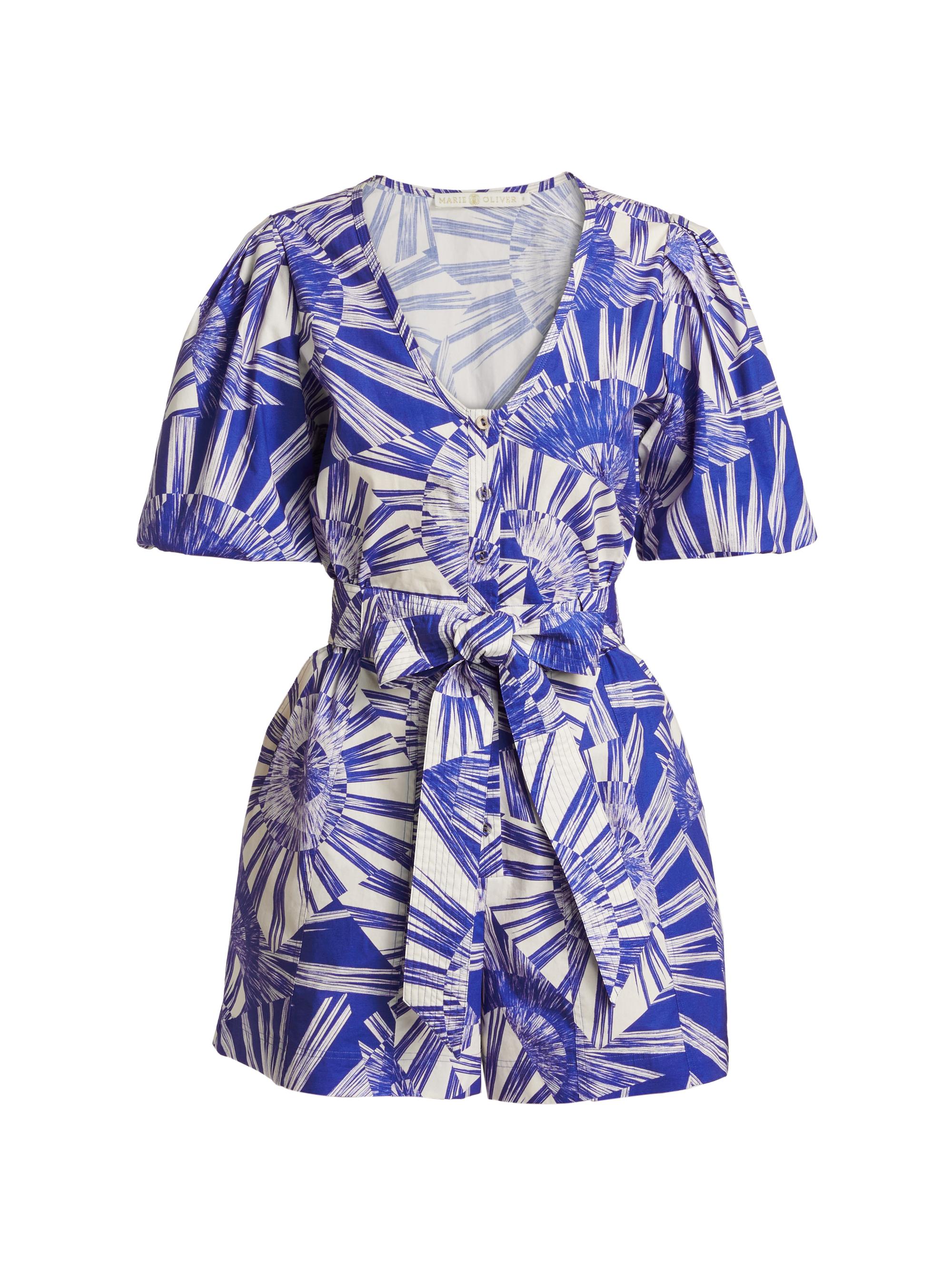 Marie Oliver Women's Devin Geometric Tie-Waist Romper - Radiance