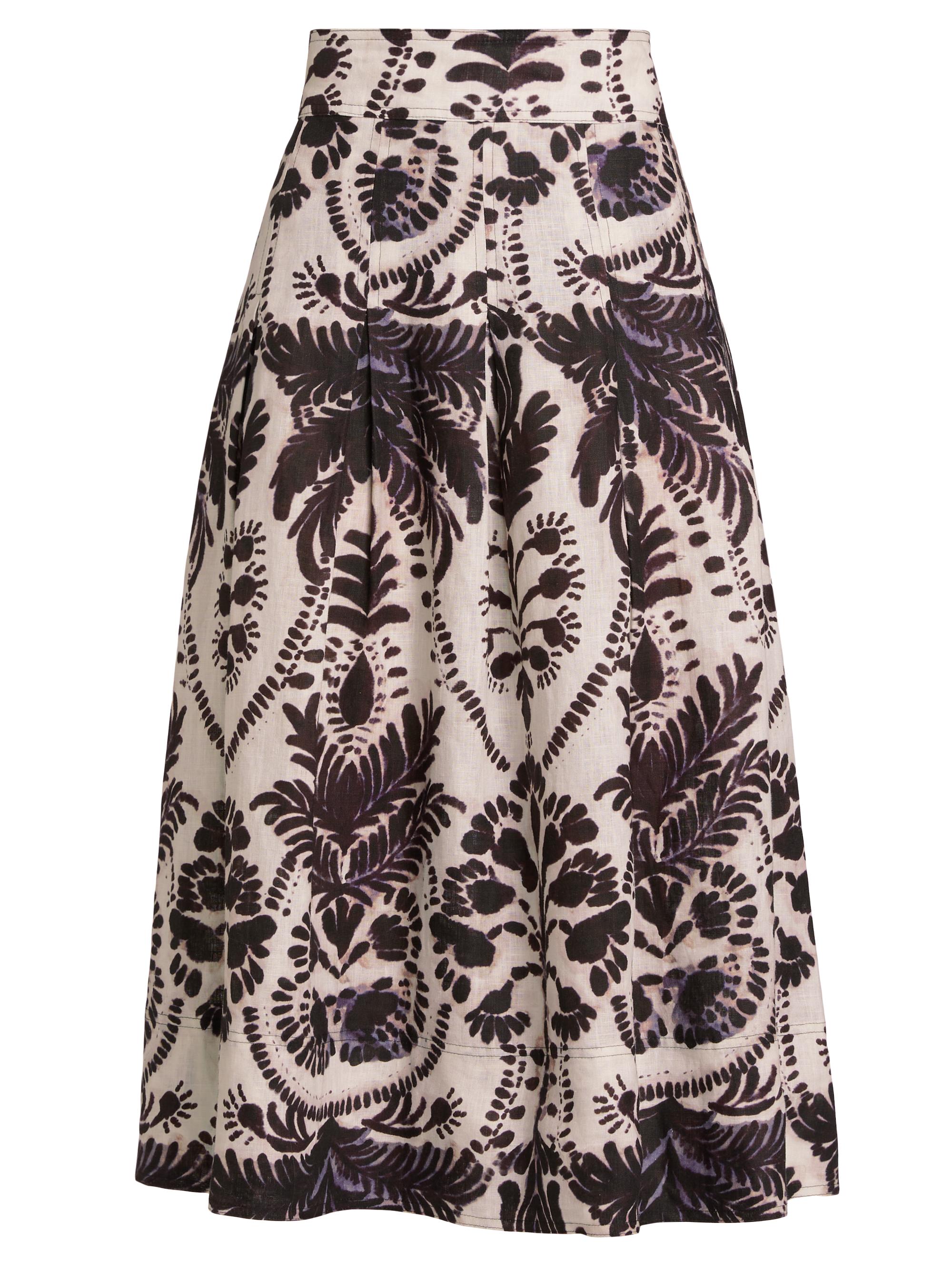 Marie Oliver Women's Frankie Damask Linen Midi-Skirt - Palma