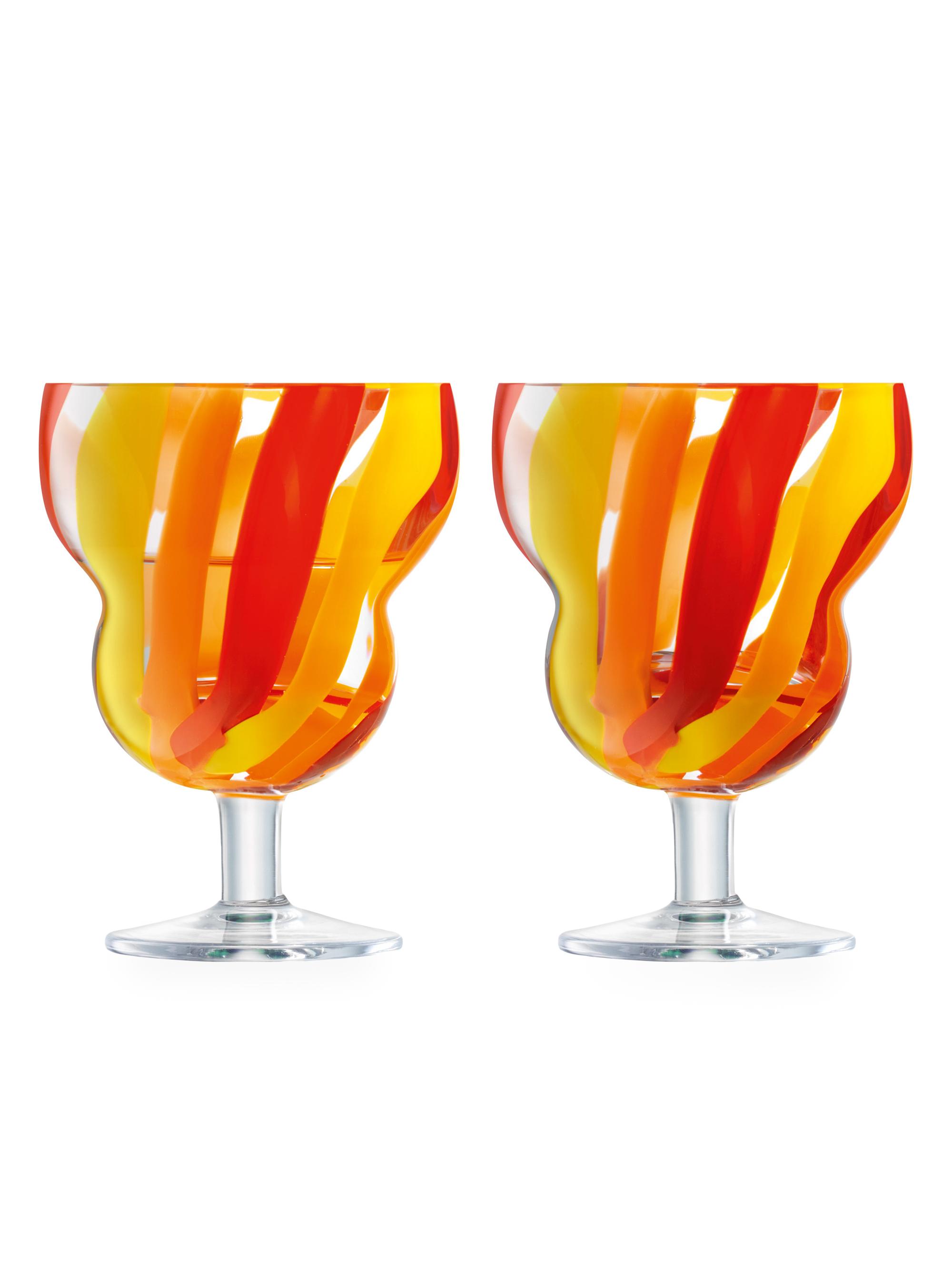 LSA Folk 2-Piece Water/Wine Glass Set - Orange Red Yellow