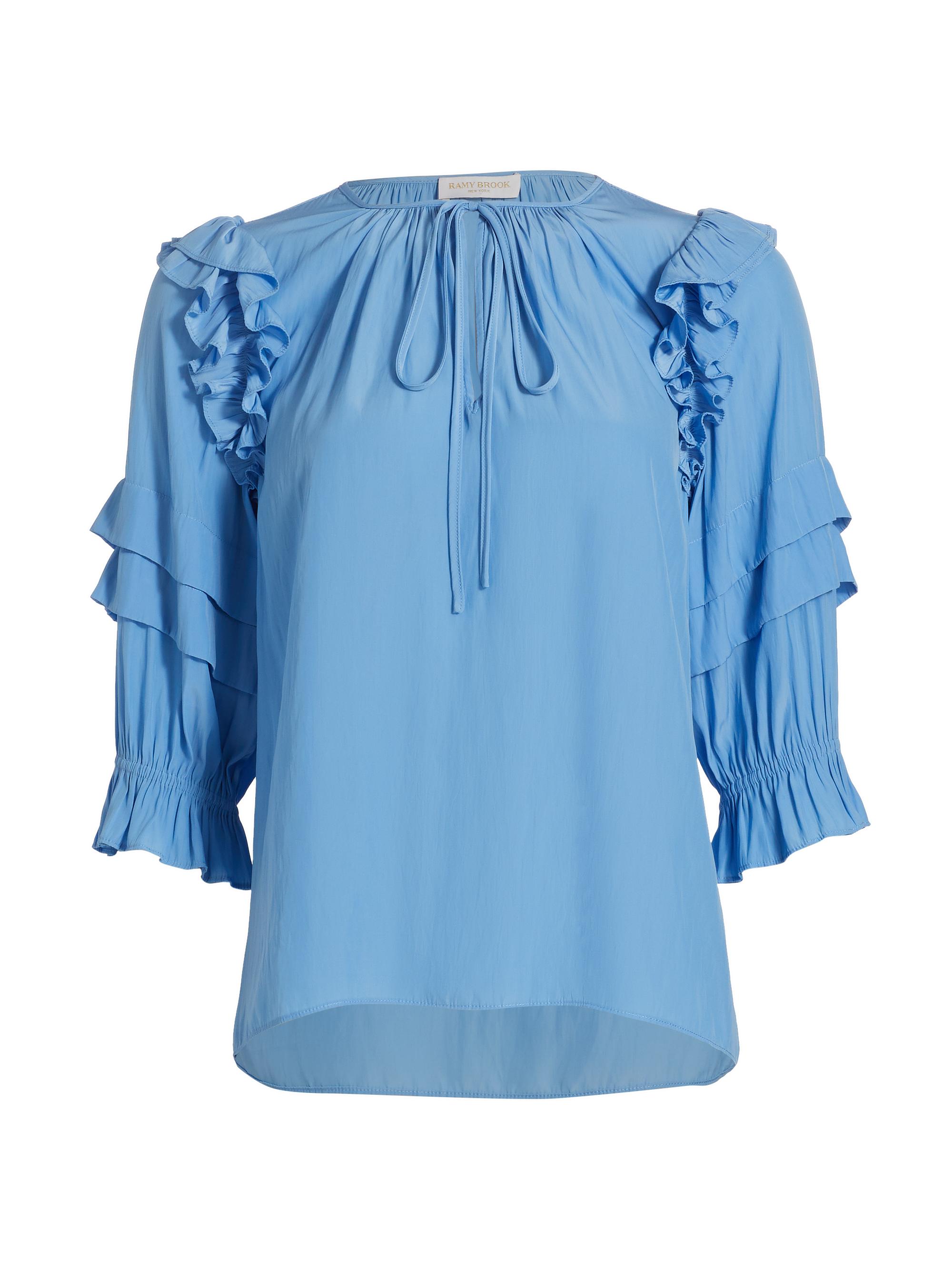Ramy Brook Women's Samira Ruffle-Trim Blouse - Ribbon Blue