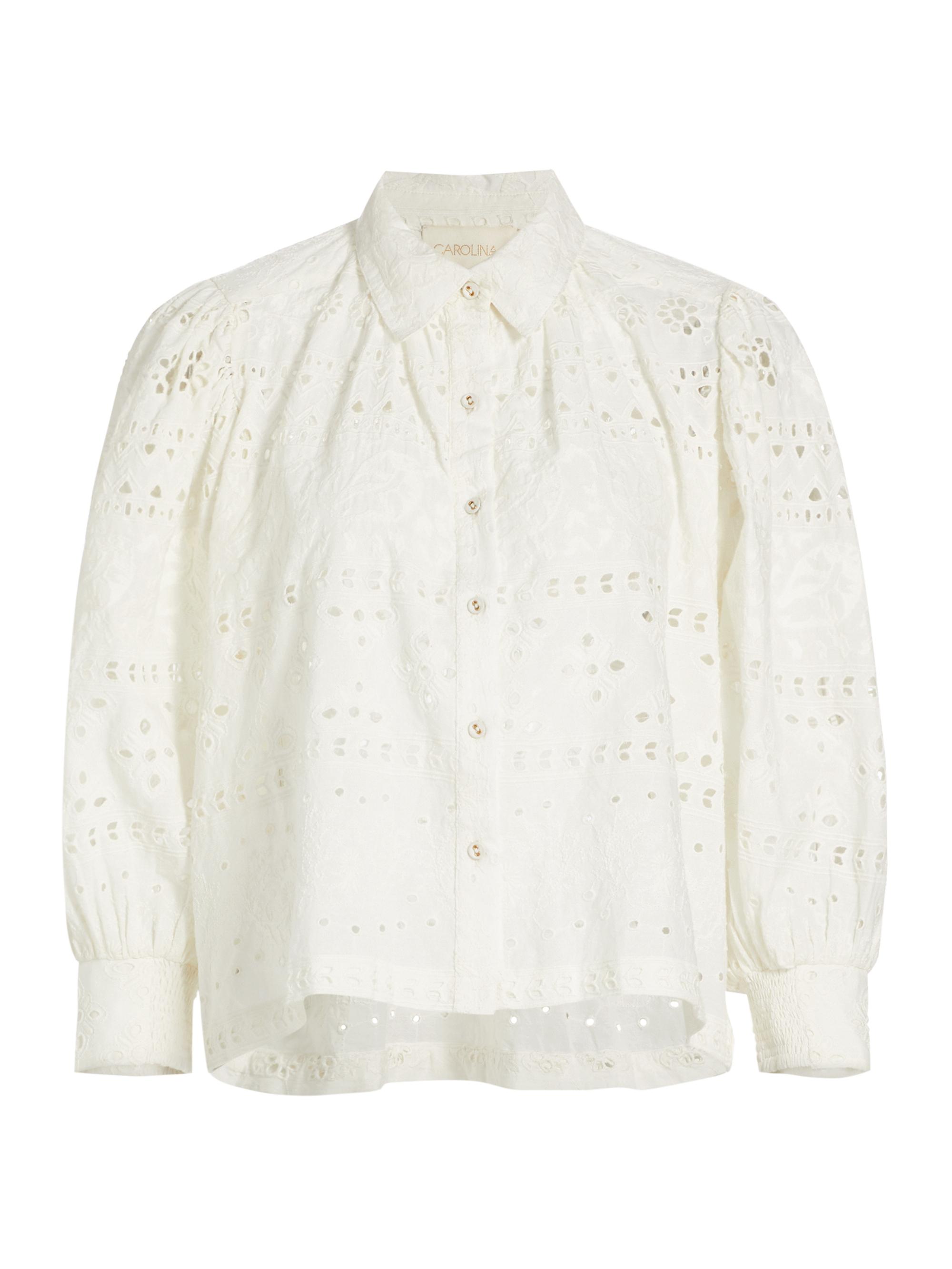 Carolina K Women's Elisa Eyelet Puff-Sleeve Blouse - Gardenia