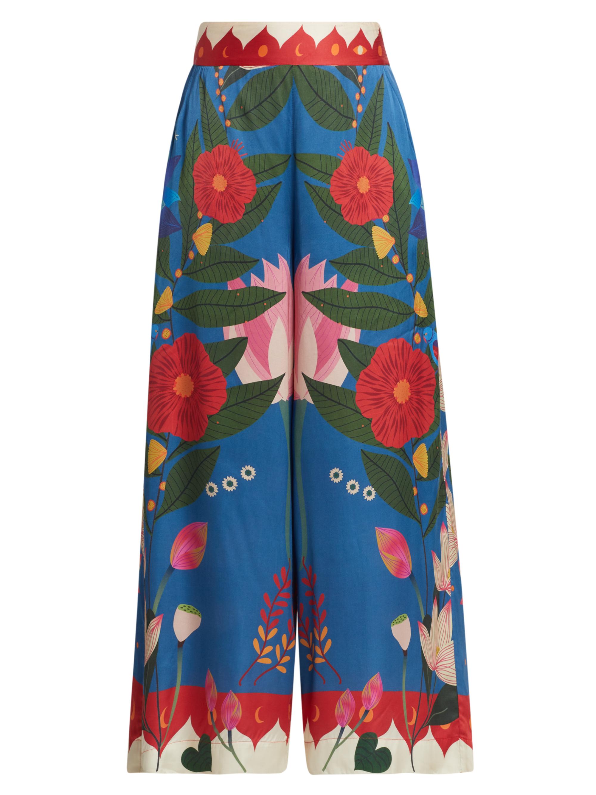 Carolina K Women's Satin Floral Palazzo Pants - Peacock Hamsa