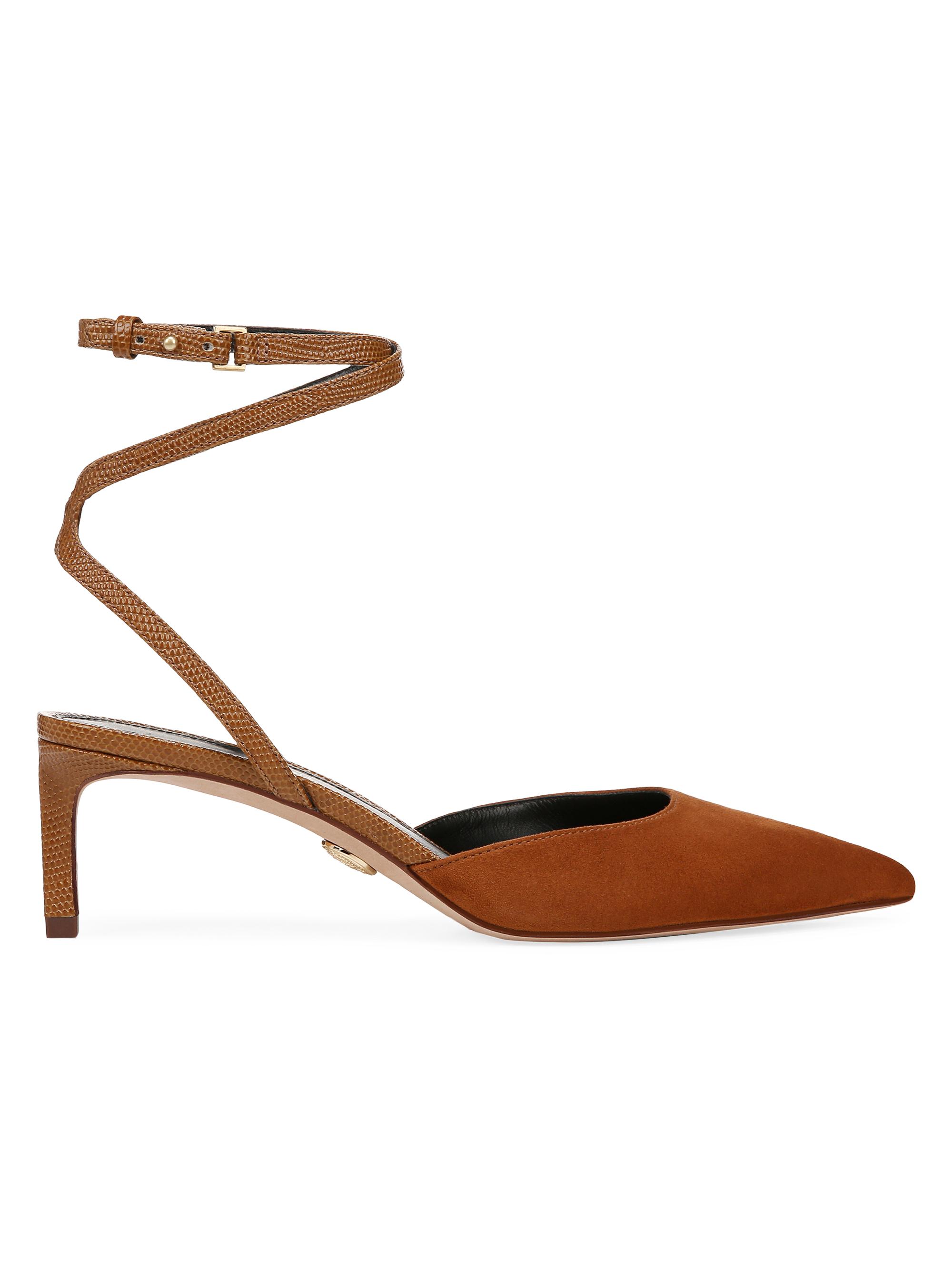 Veronica Beard Women's Colette Suede Ankle-Wrap Pumps - Caramel