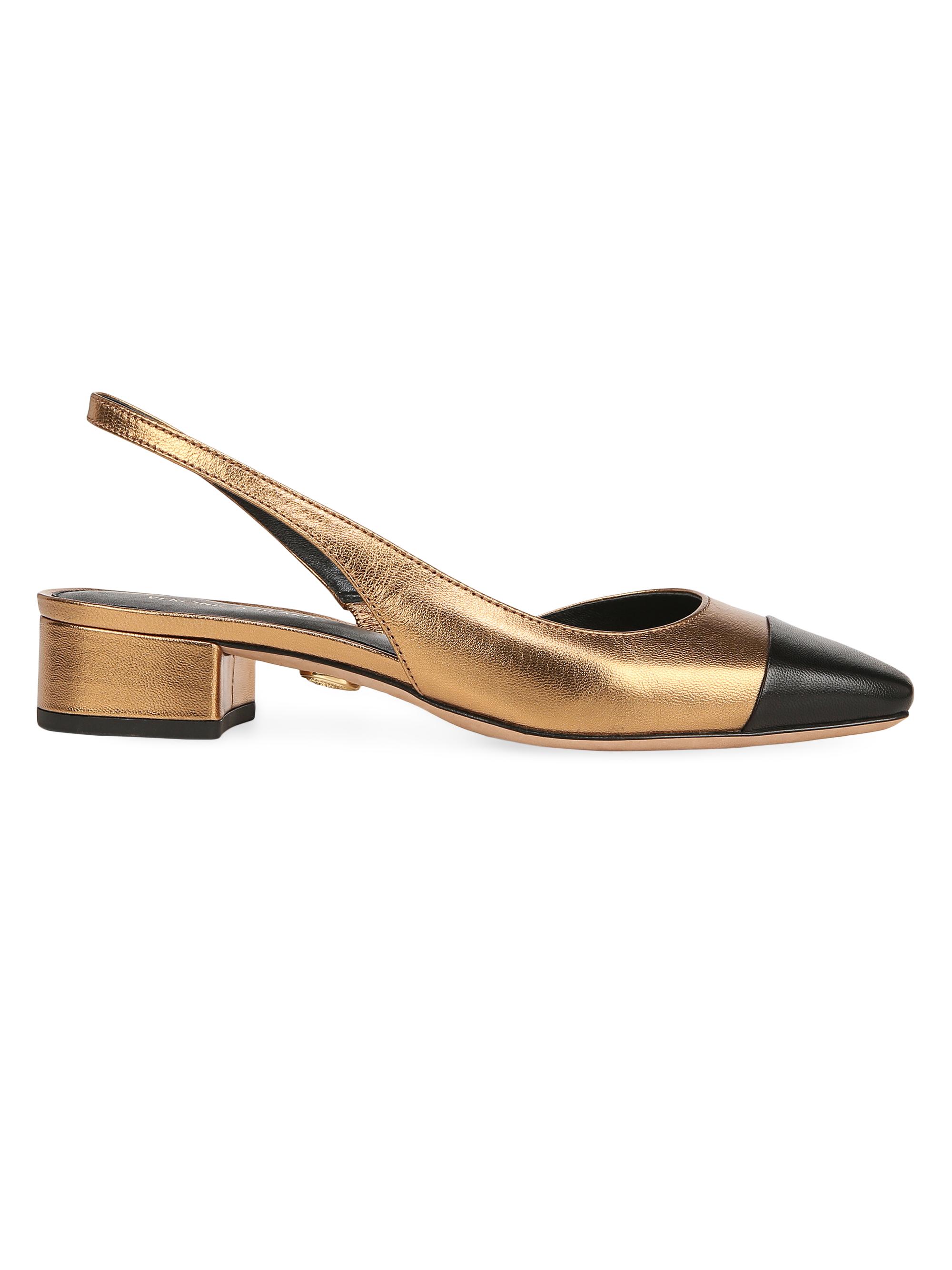Veronica Beard Women's Cecile 25MM Metallic Leather Slingback Pumps - Gold Black