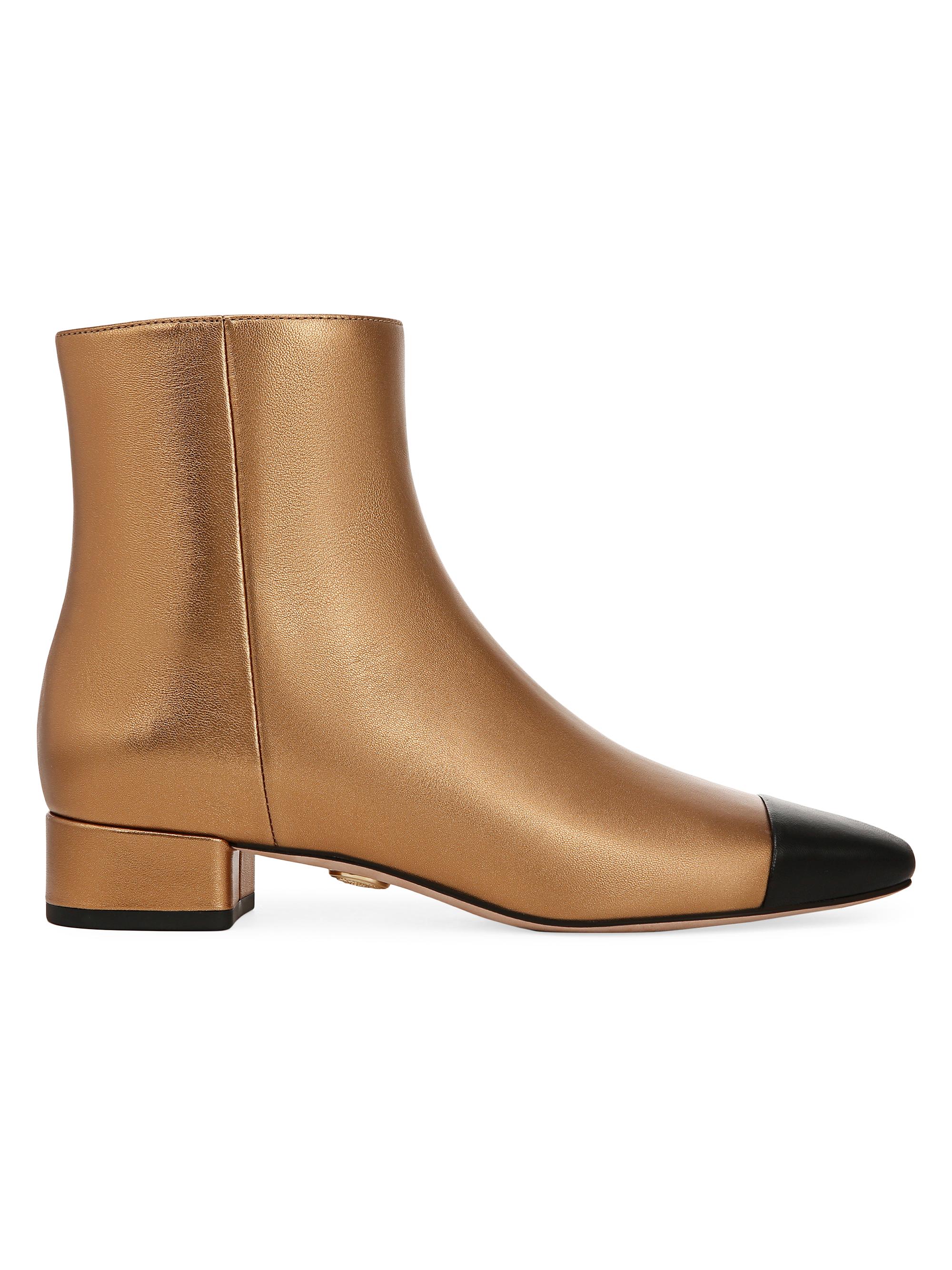 Veronica Beard Women's Cecile 25MM Leather Ankle Booties - Dark Gold