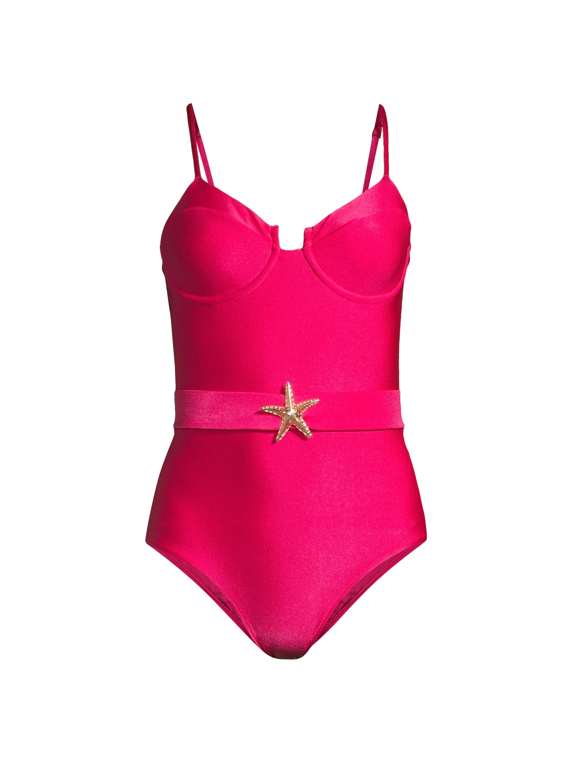 PatBO Women's Starfish Belted One-Piece Swimsuit - Cerise