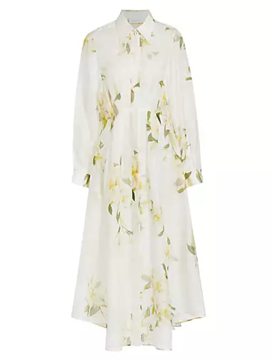 Harmony Linen-Silk Floral Shirtdress