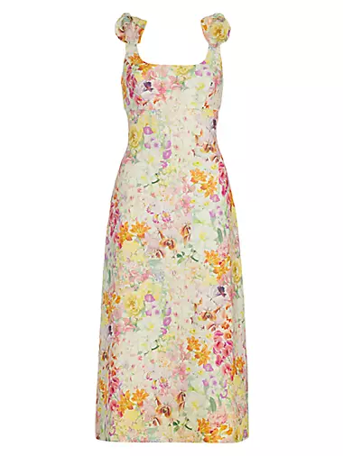 Harmony Linen Floral Midi-Dress