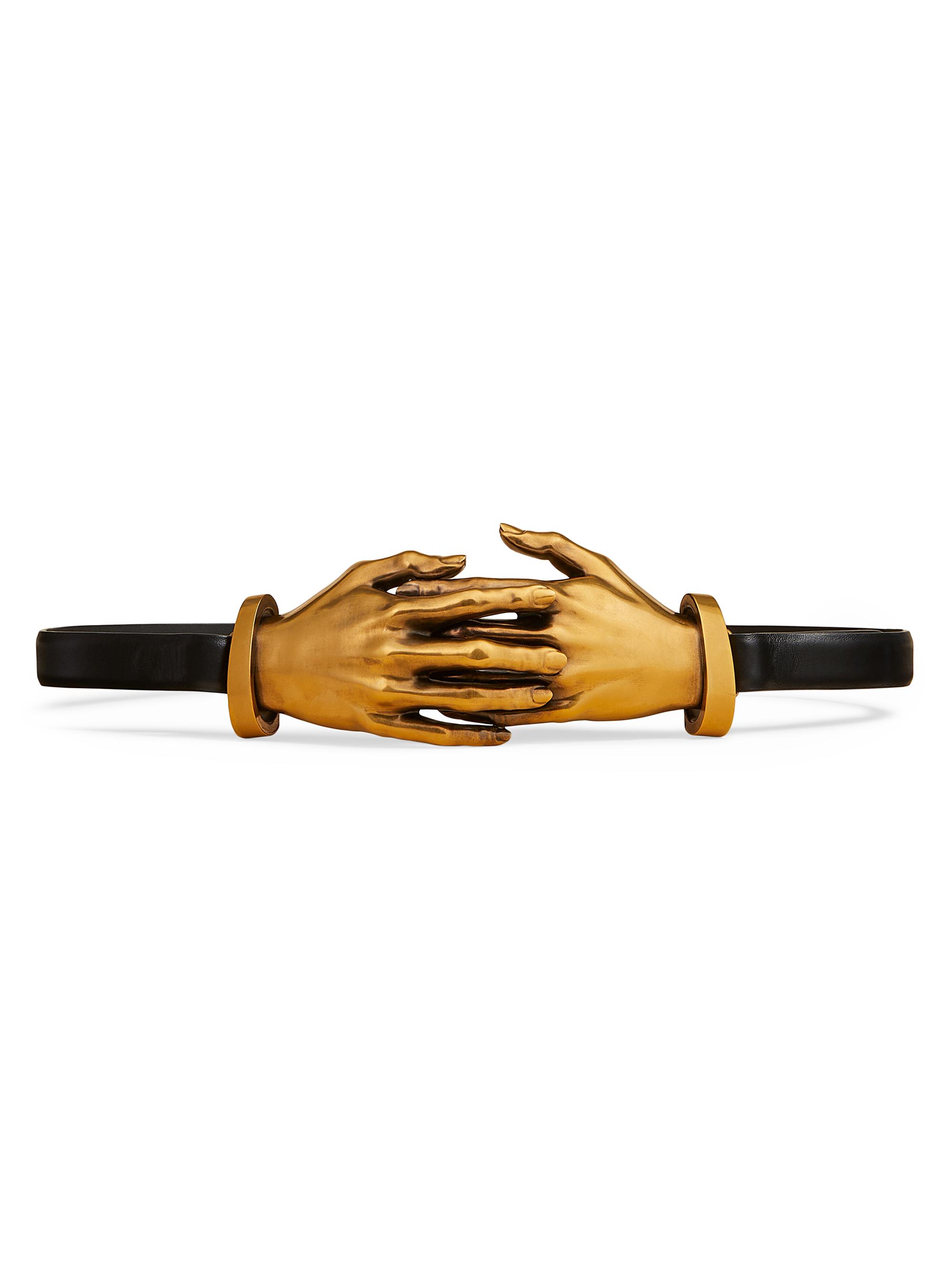 Khaite Women's The Sculpted Hand Leather Belt - Black Gold