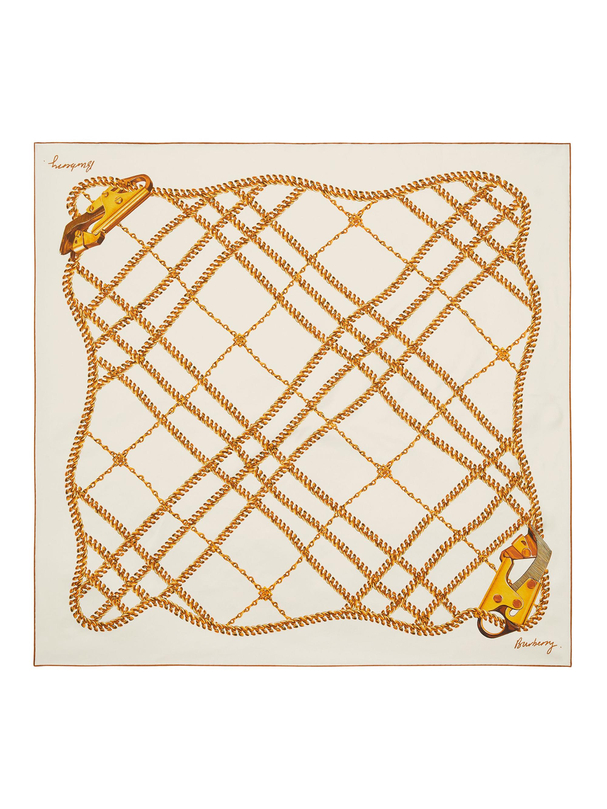 Burberry Women's Chain Check Silk Scarf - Gold