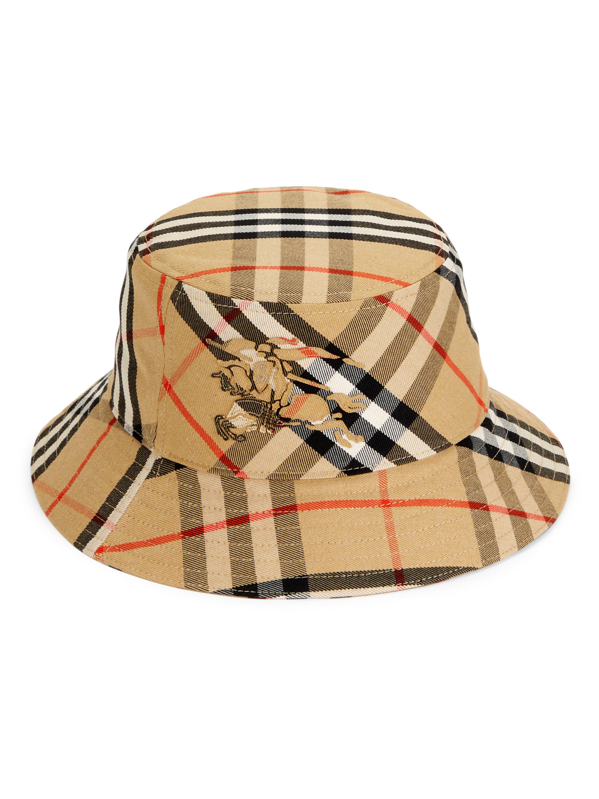 Burberry Equestrian Knight Design Check Bucket Hat | Saks Fifth Avenue