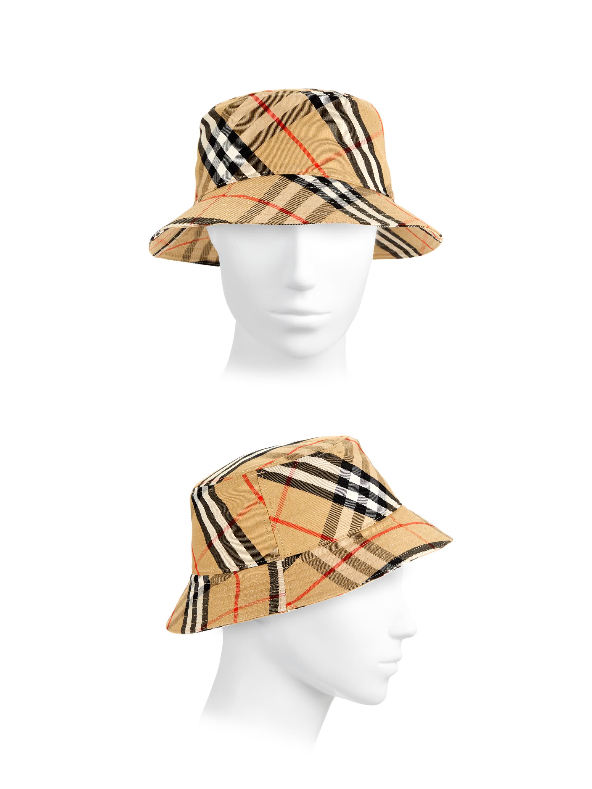 Burberry Equestrian Knight Design Check Bucket Hat | Saks Fifth Avenue