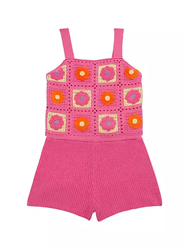Girl's 2-Piece Knit Floral Top & Shorts Set