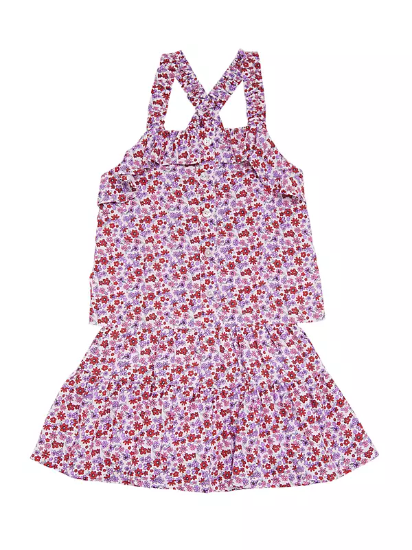 Little Girl's Floral 2-Piece Top & Skirt Set