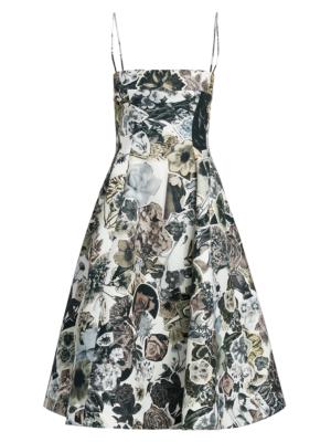 Marni rose print long dress - Black