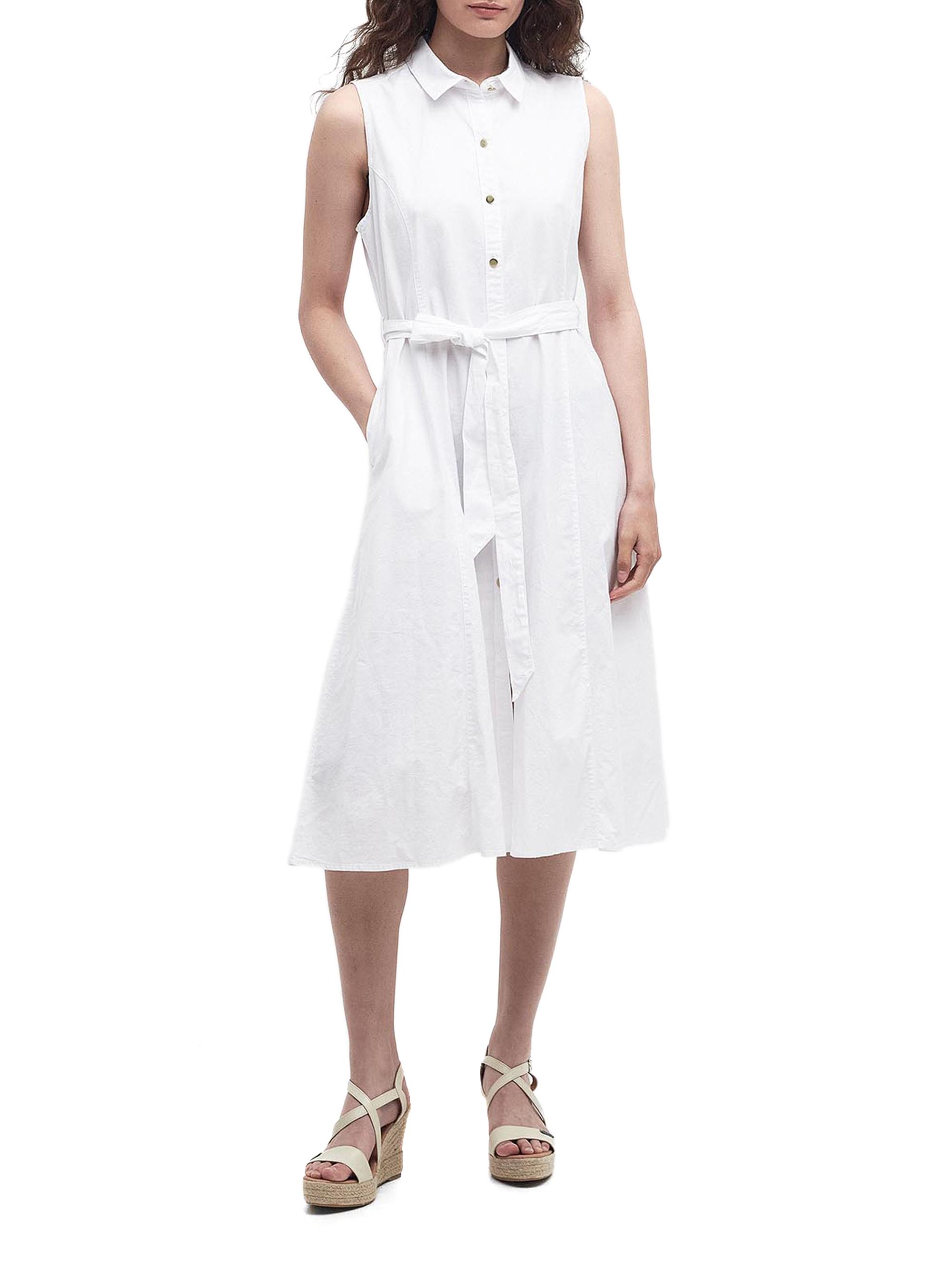 Barbour Women's Reil Belted Cotton-Blend Midi-Dress - White