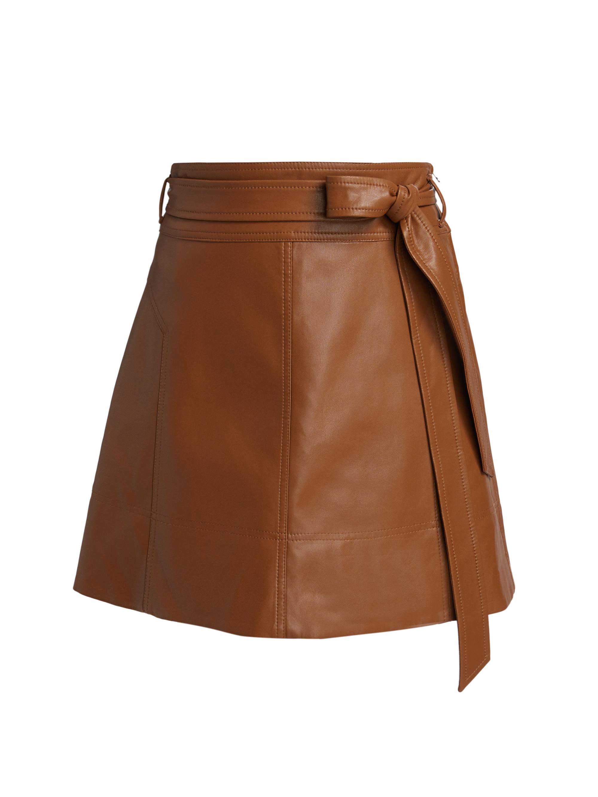 Tanya Taylor Women's Courtney Faux Leather Skirt - Saddle Brown