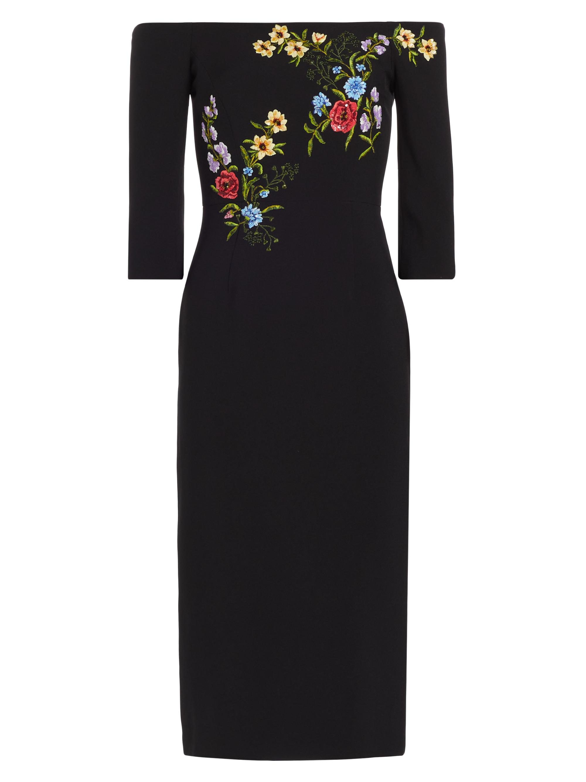 Sachin & Babi Women's Fatima Beaded Crepe Midi-Dress - Noir Bouquet