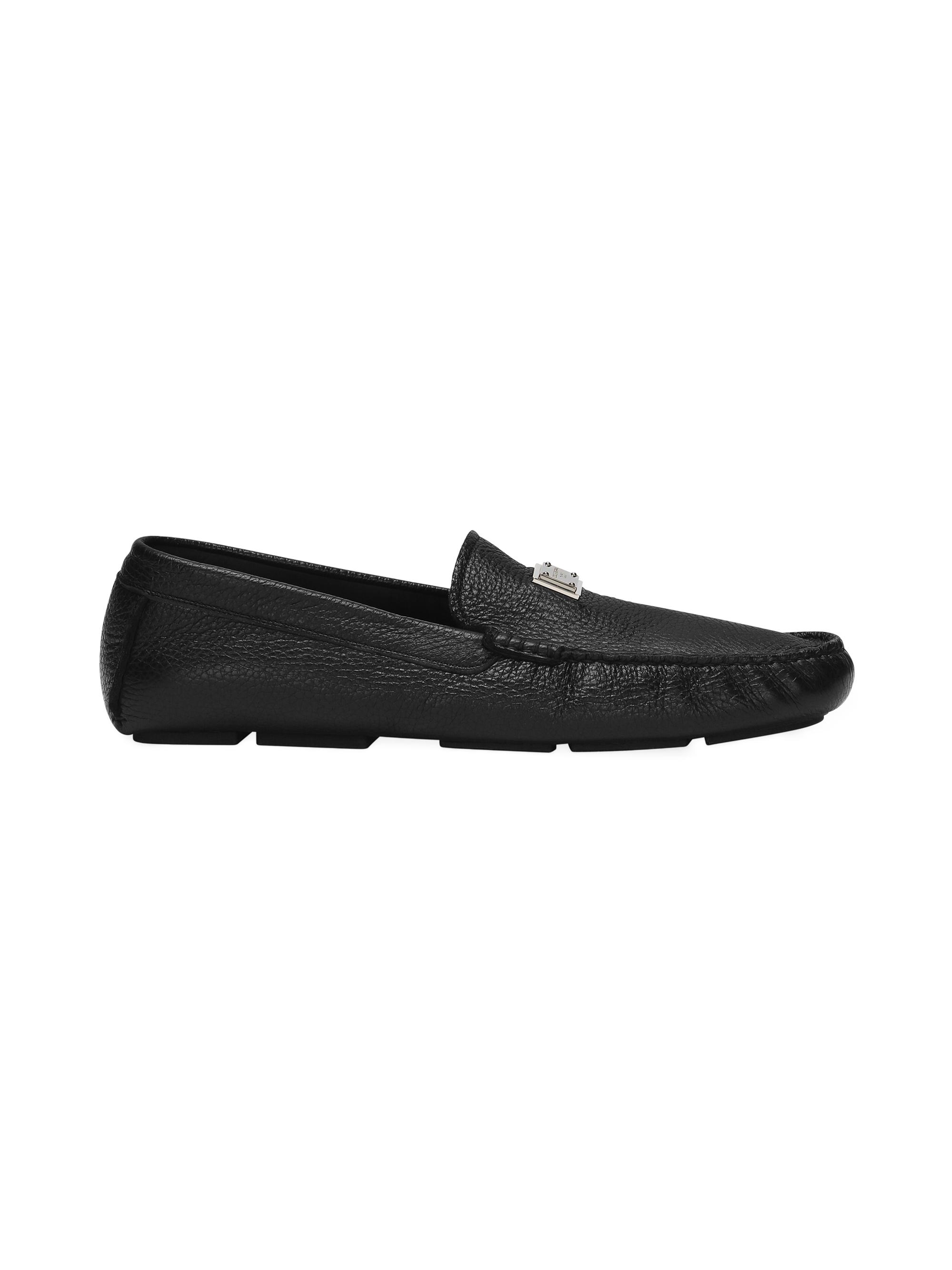 Dolce & Gabbana Men's Logo-Accented Leather Driving Loafers - Black