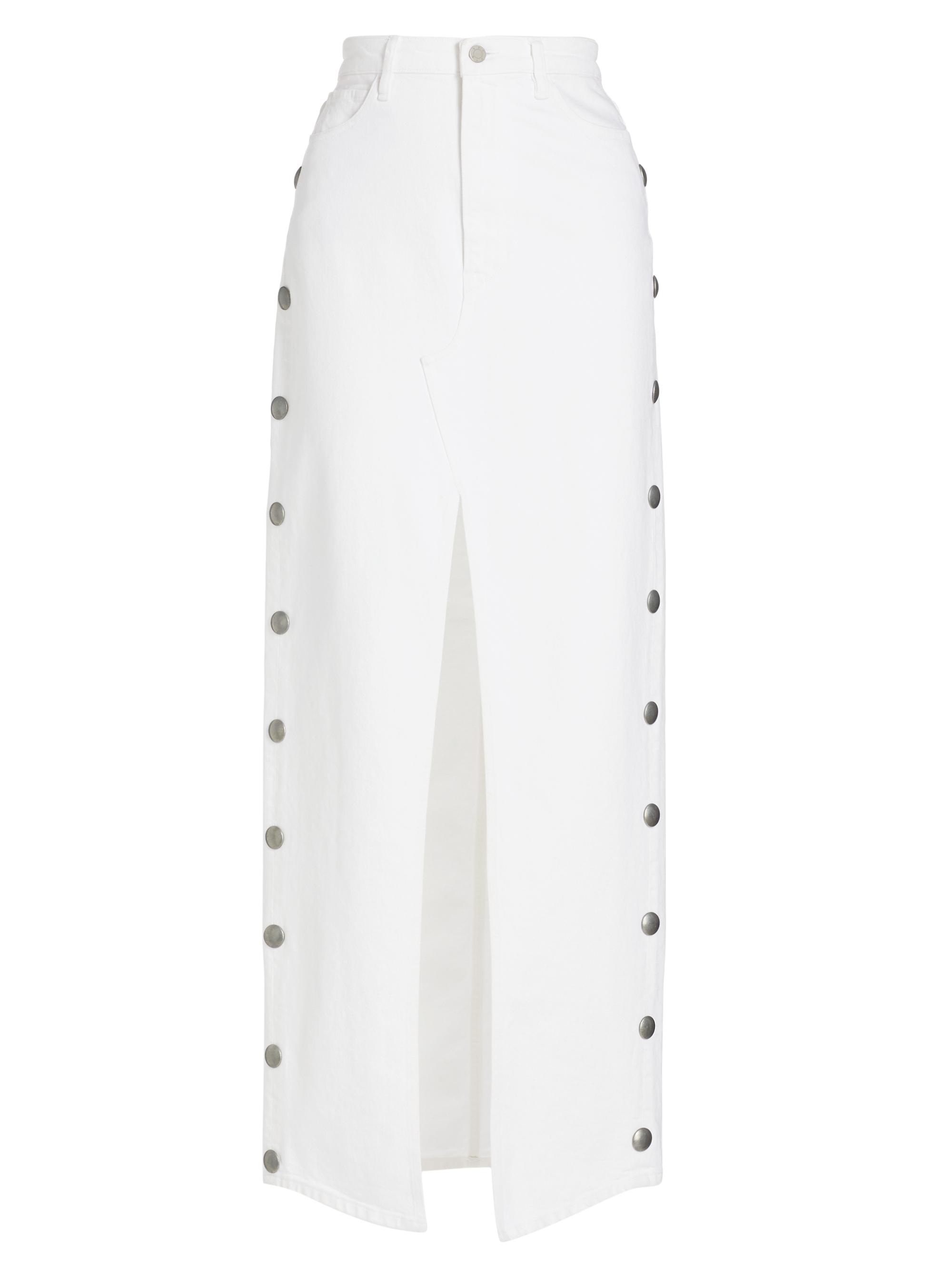 3x1 Women's Elizabella Studded Denim Maxi Skirt - Blanc