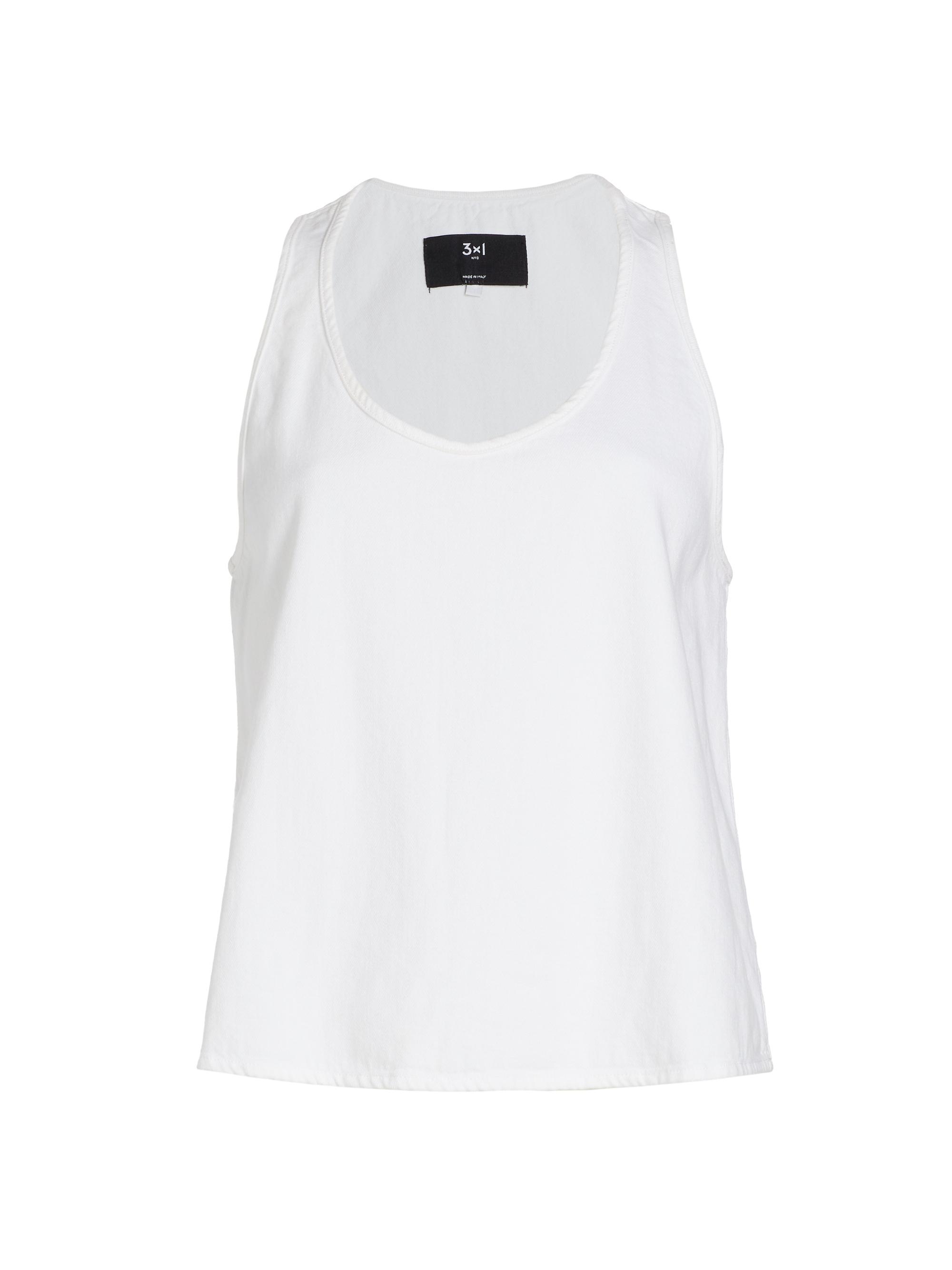 3x1 Women's Moon V-Neck Cotton Tank - Blanc