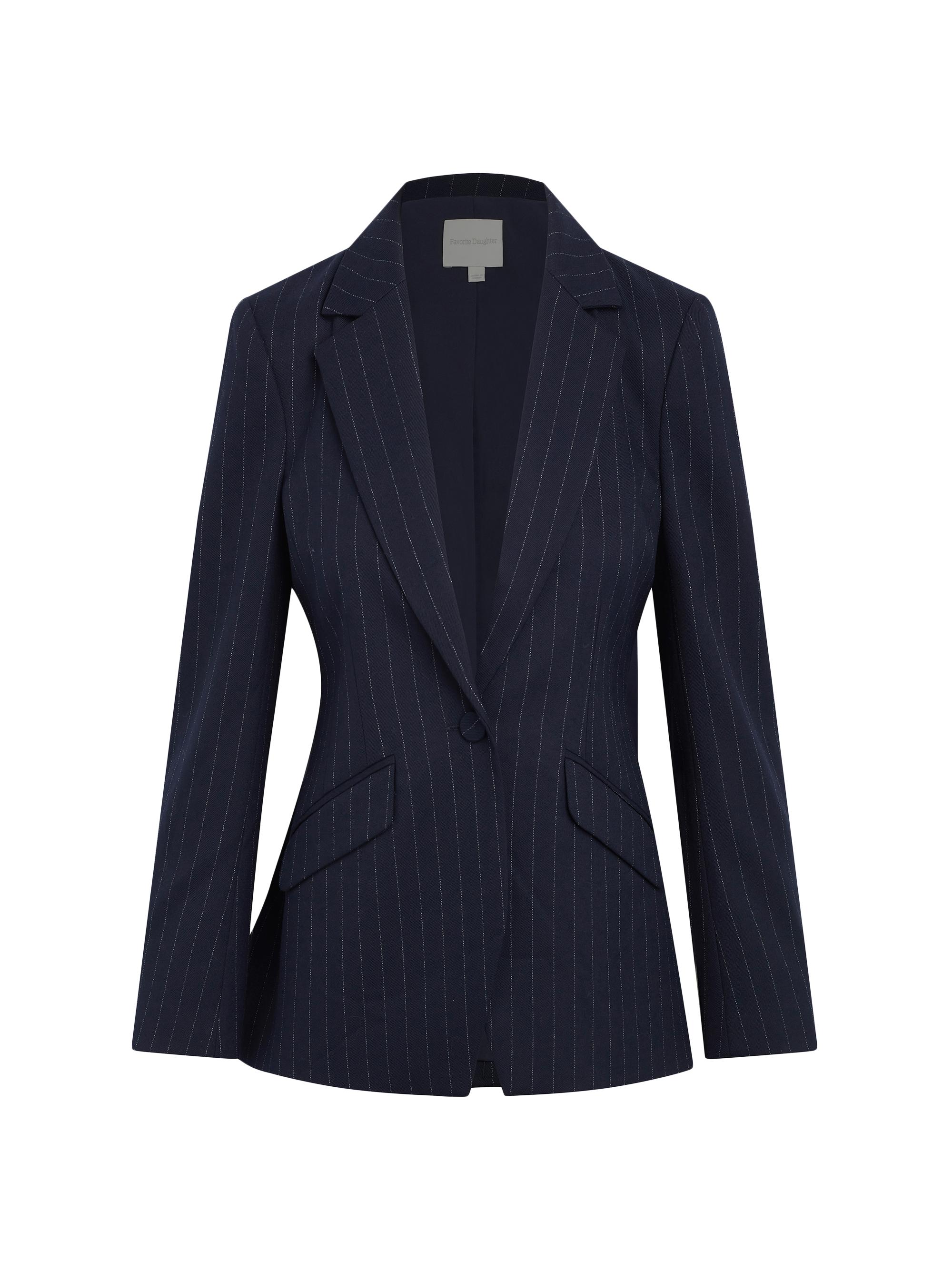 Favorite Daughter Women's The Favorite Pinstriped Blazer - Navy Pinstripe