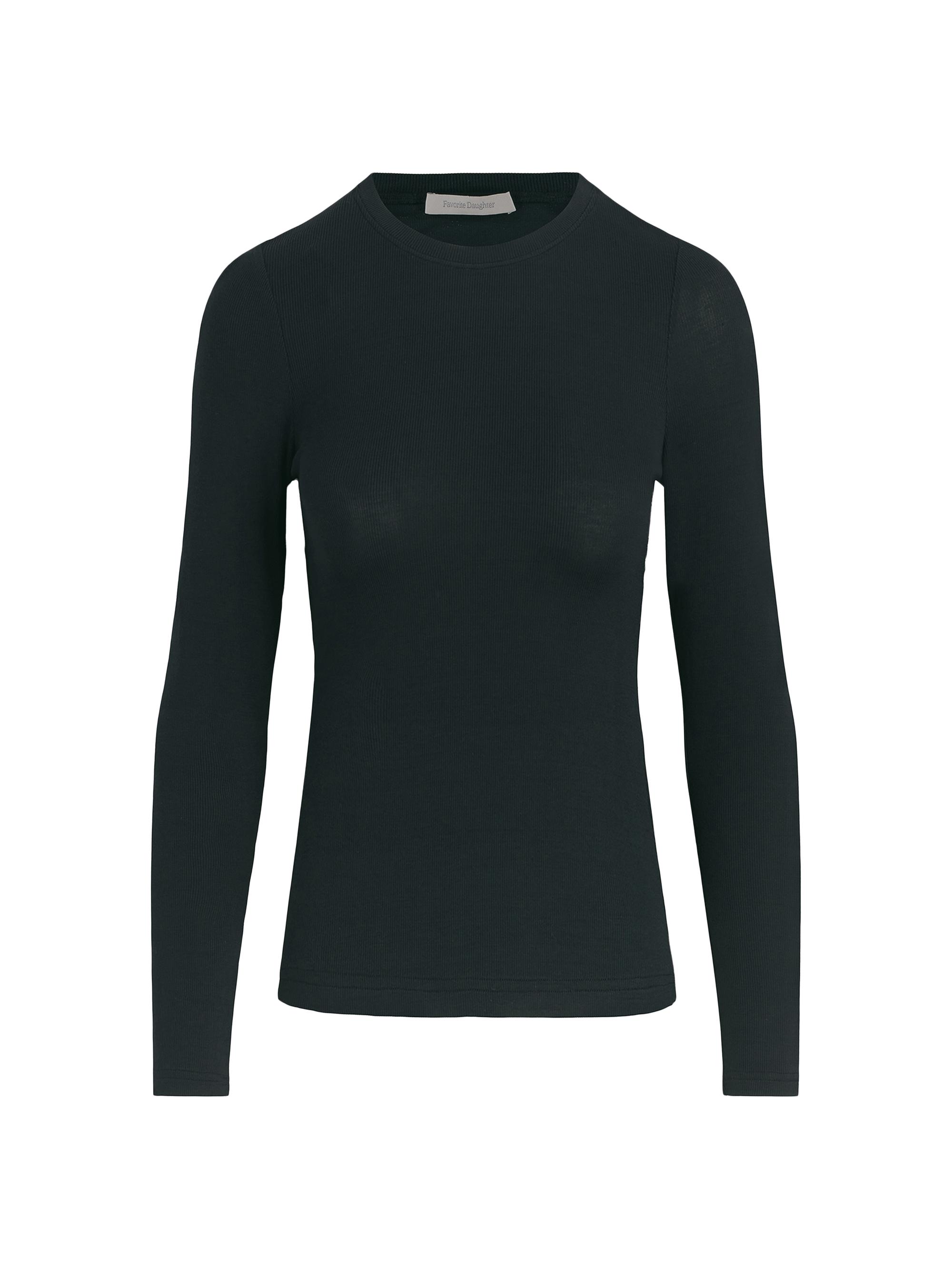 Favorite Daughter Women's Rib-Knit Long-Sleeve Top - Black | Thumbnail 5