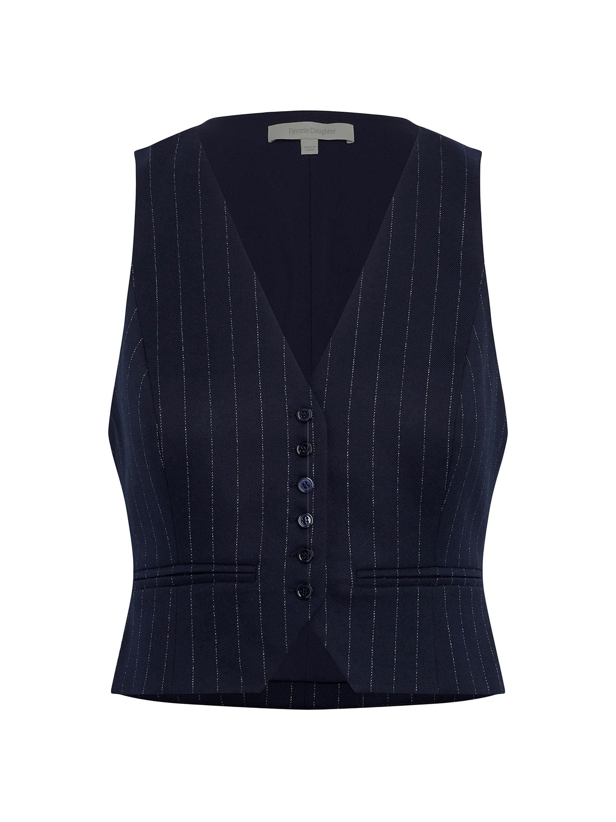 Favorite Daughter Women's The Favorite Pinstriped Crop Vest - Navy Pinstripe