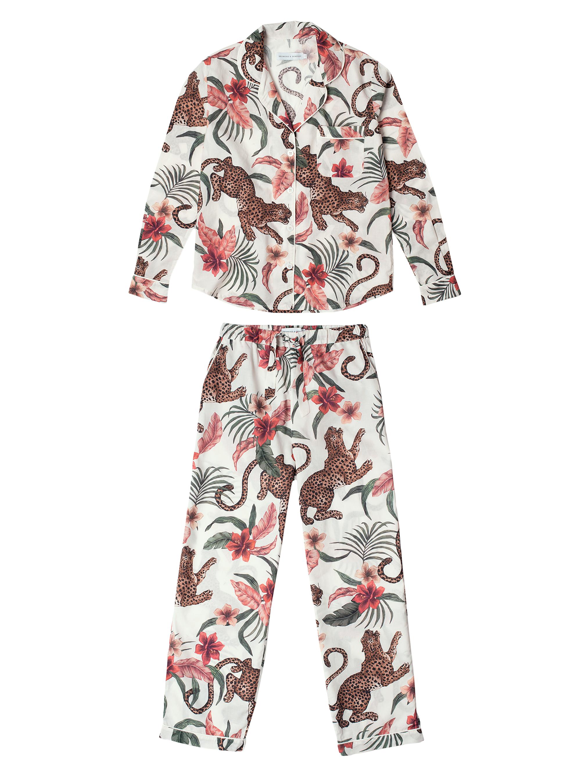 Desmond & Dempsey Women's Cotton Jungle 2-Piece Pajama Set - Cream