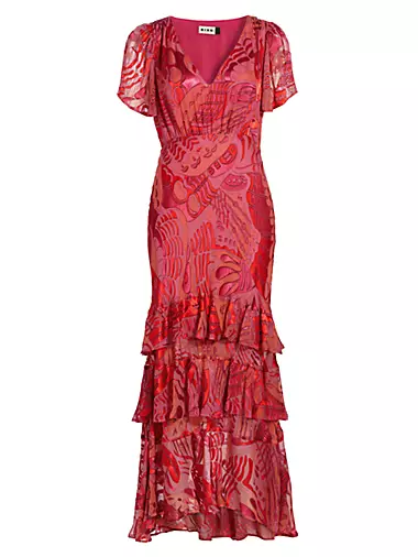 Gilly Silk-Blend Velvet Ruffled Maxi Dress