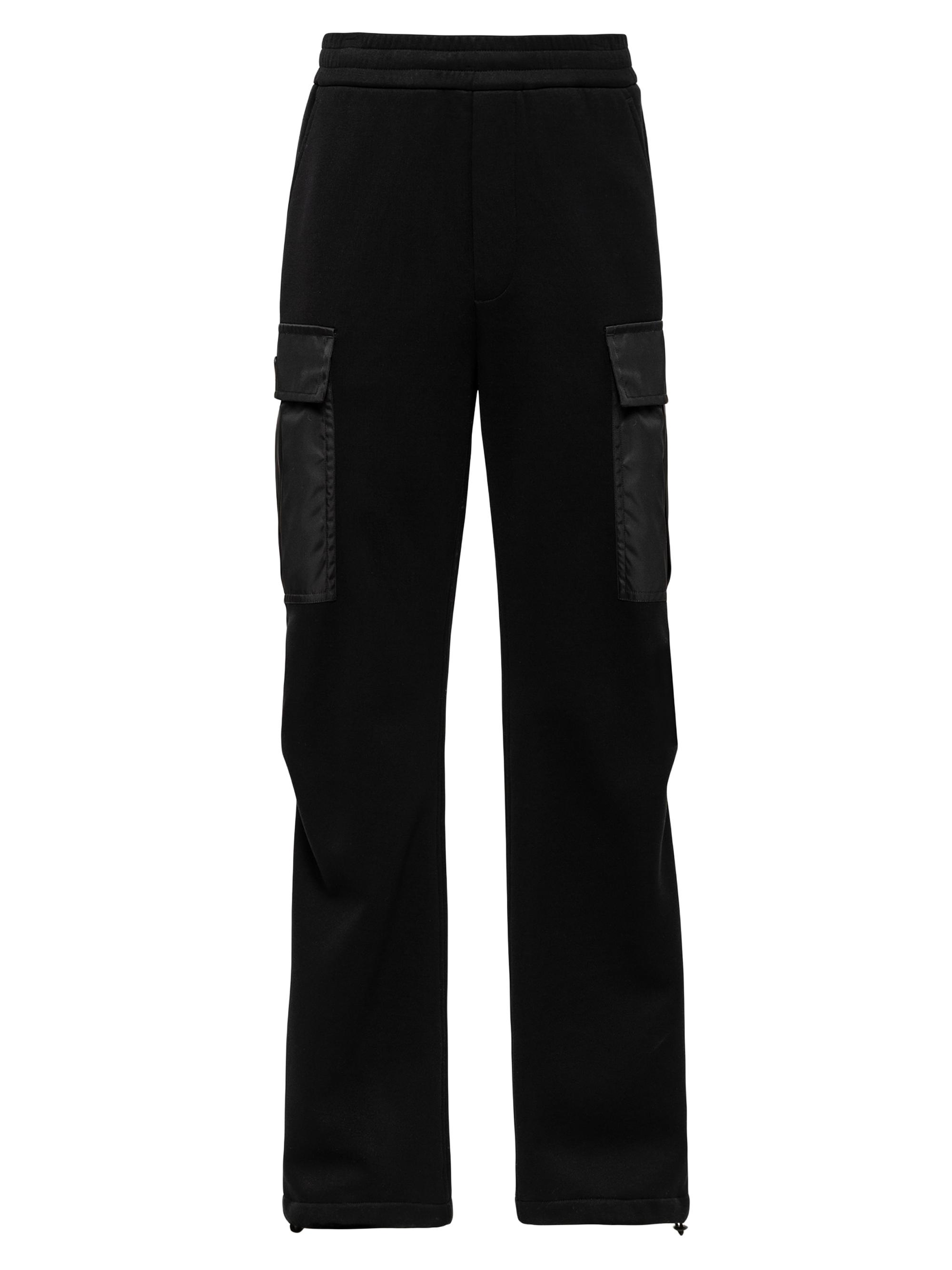 Prada Men's Cotton Fleece Pants with Re-Nylon Details - Black
